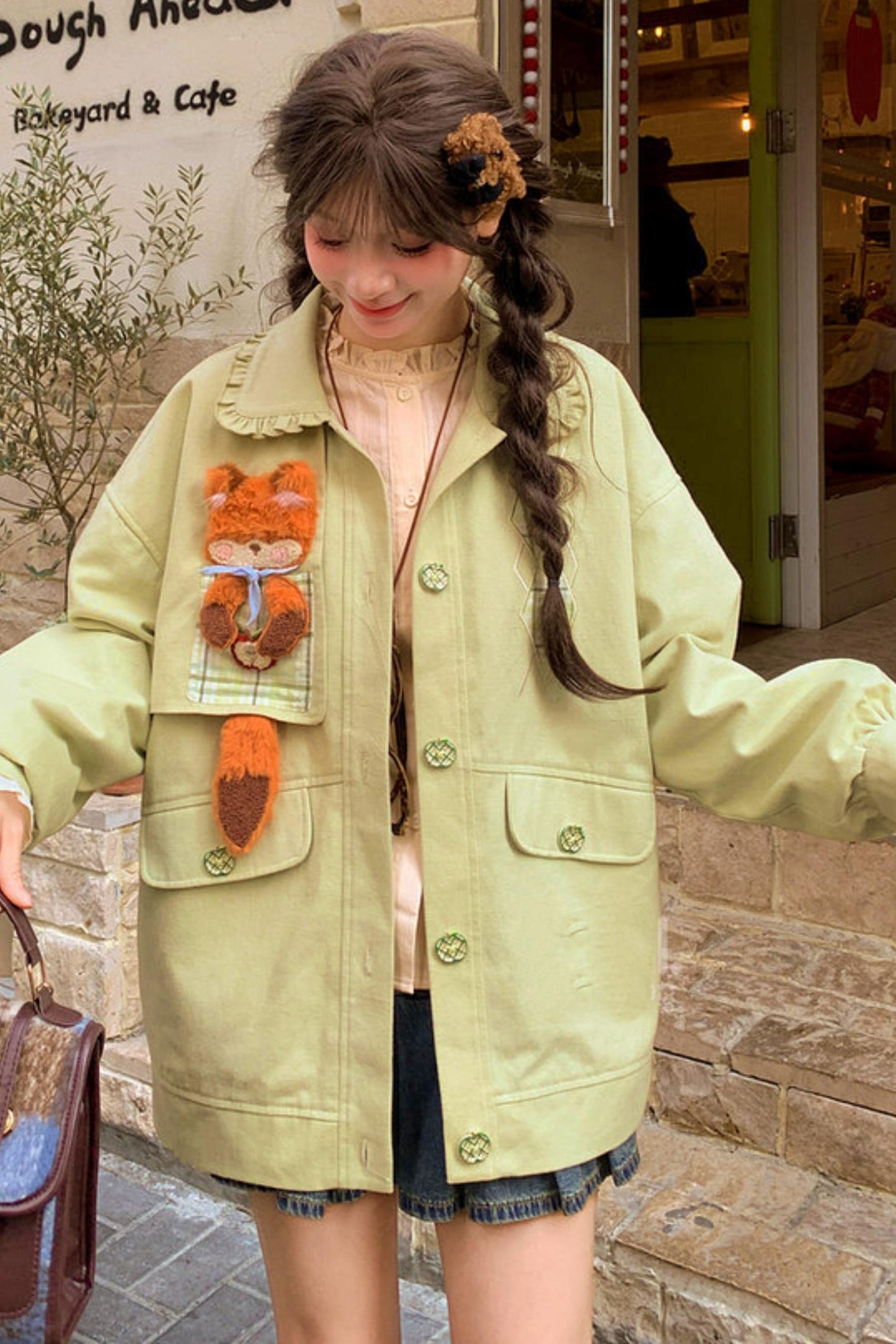 Mori Girl Fox Patchwork Jacket