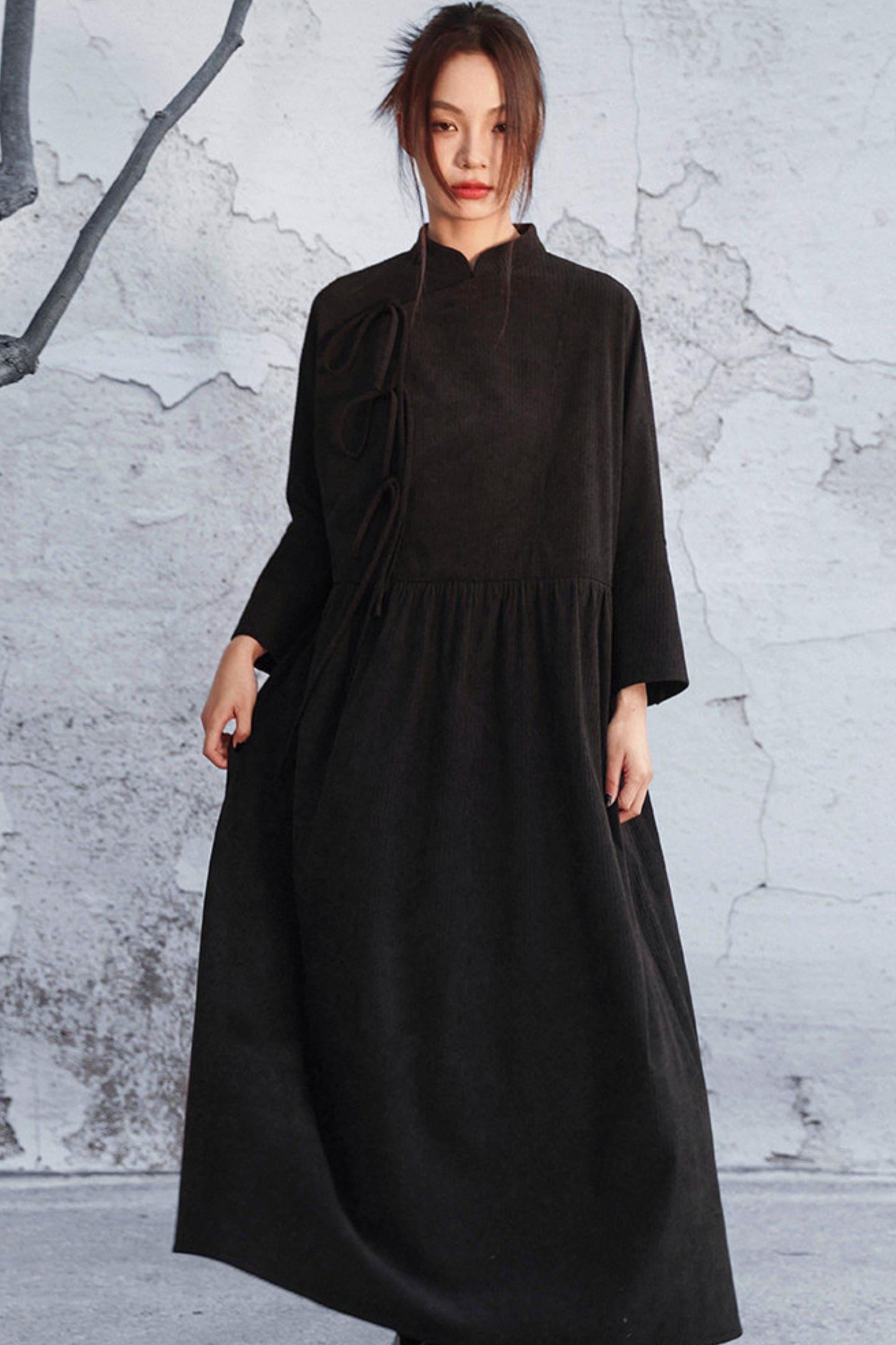 Black Corduroy Long Dress