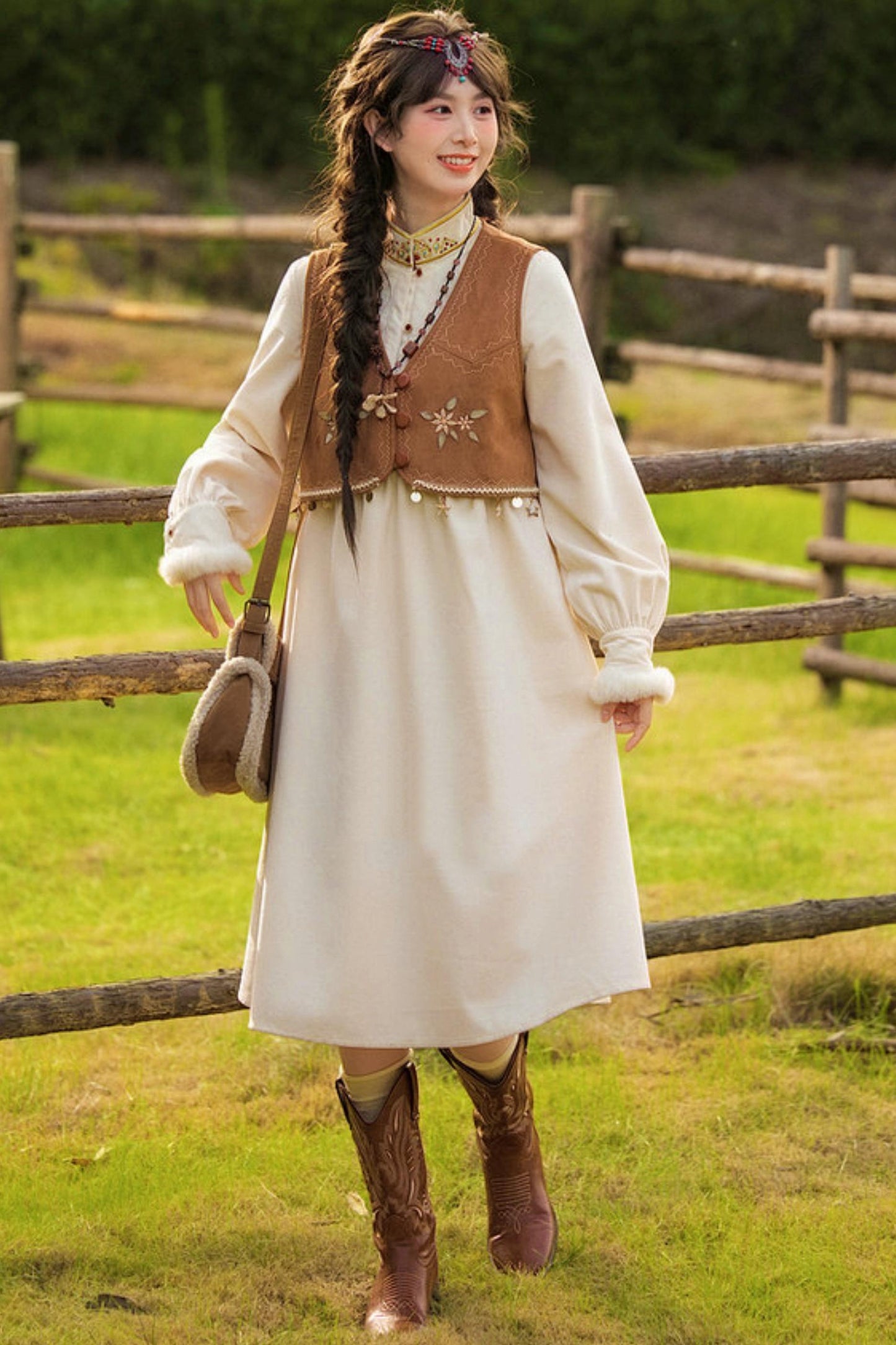 Embroidered Mori Long Dress