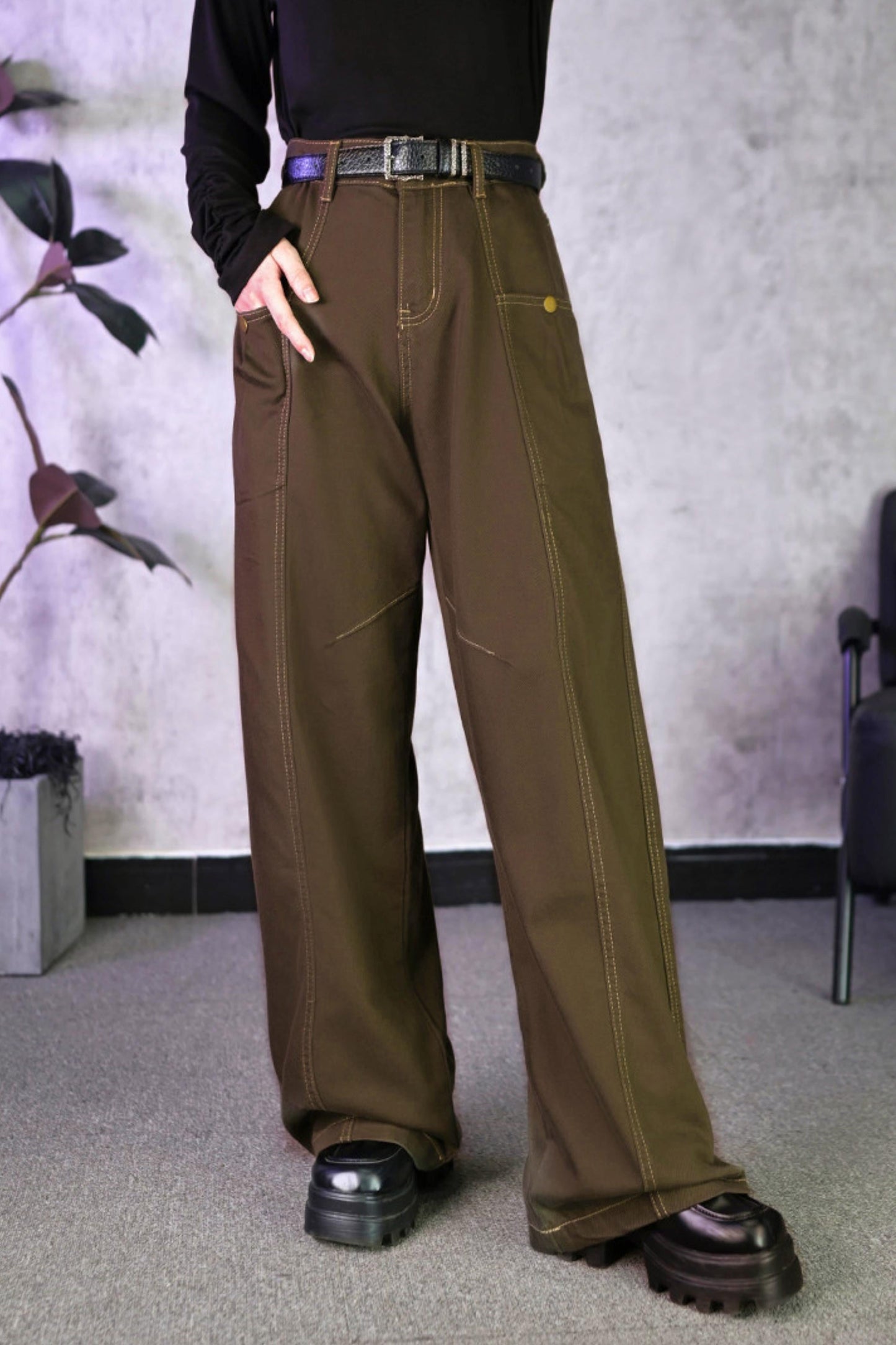 Tencel Patchwork Denim Pants