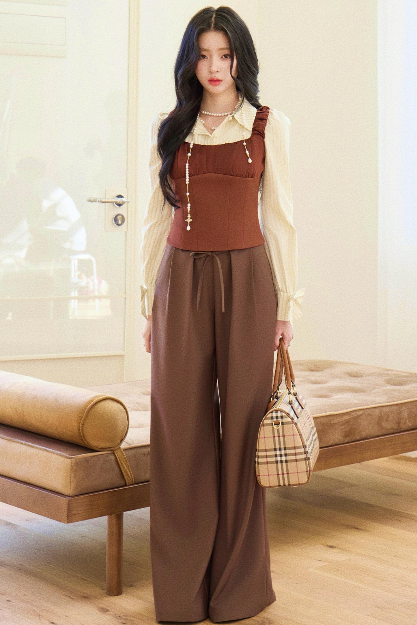 Retro Elegant Vest + Striped Shirt