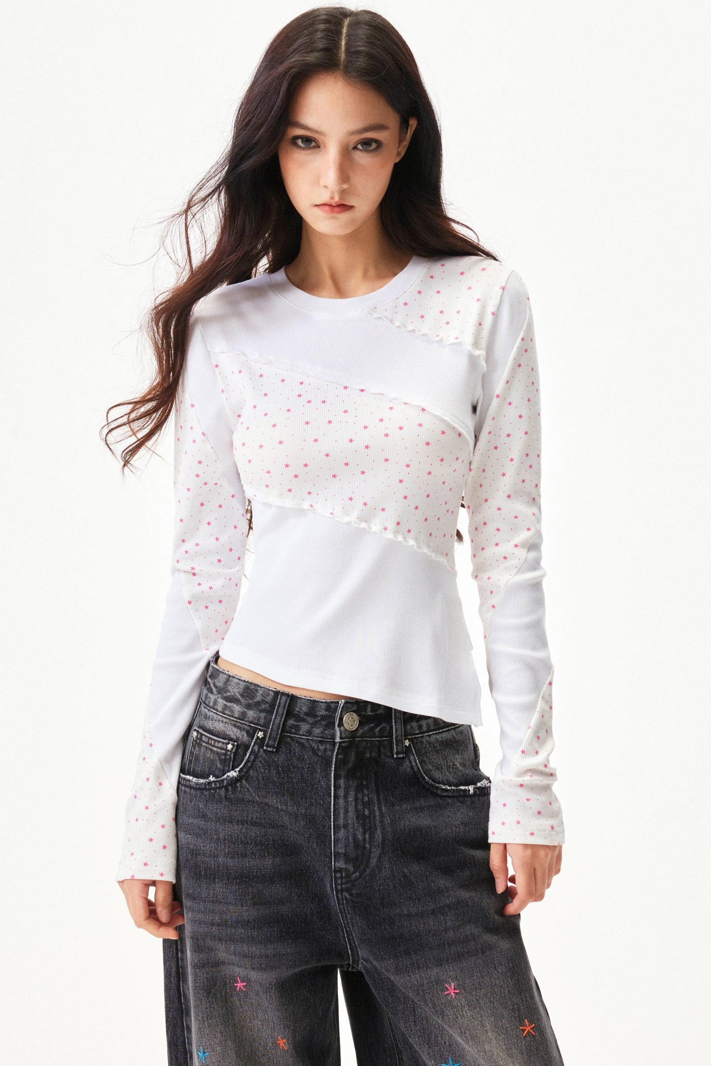 Star Print Knit Top