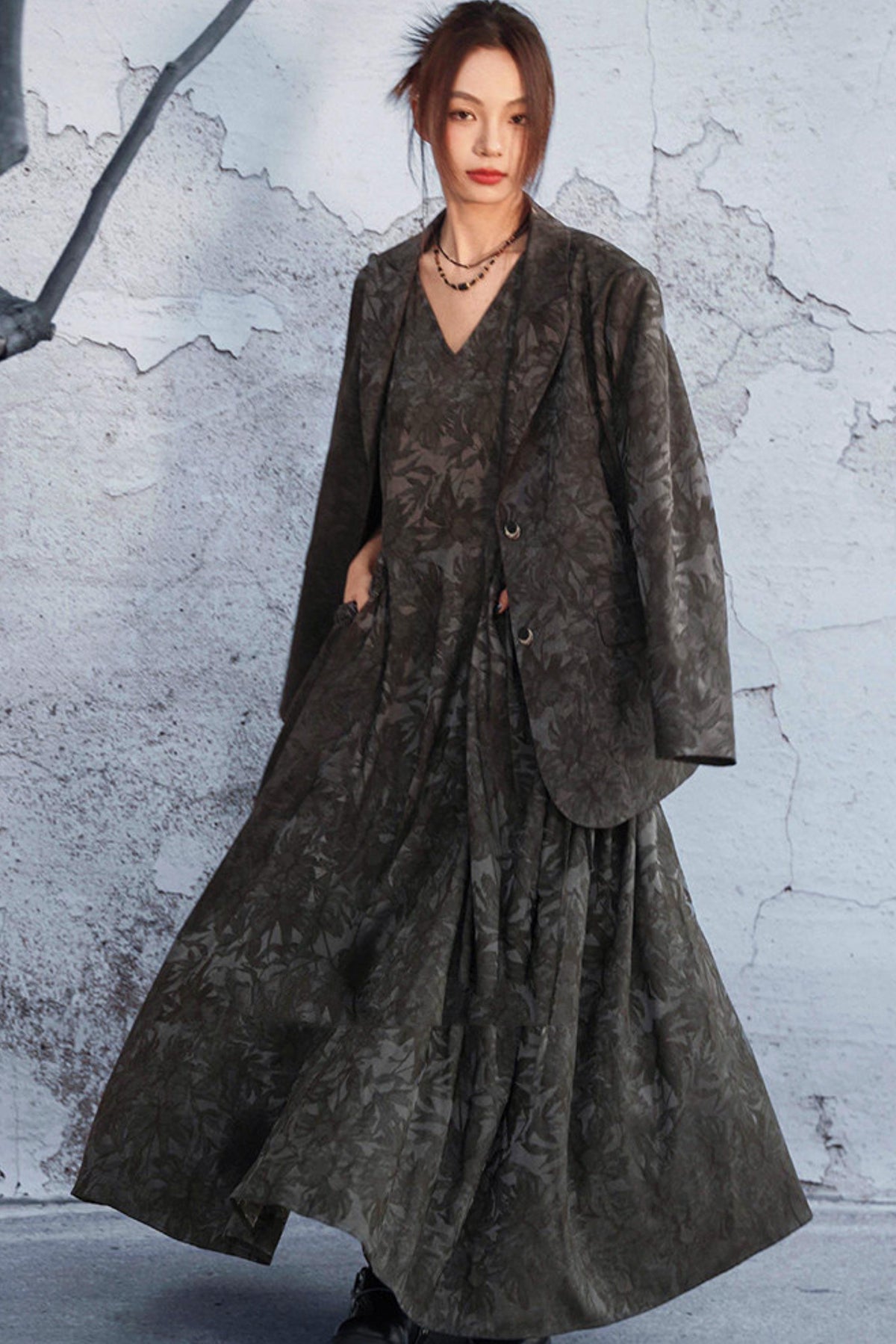 Edgy Wood Jacquard Jacket