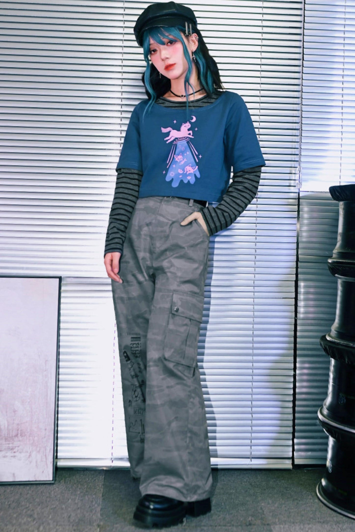 Edgy Cat Wide Leg Pants