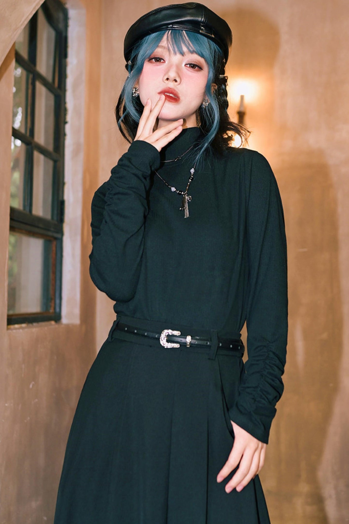 Double Structure Turtleneck Top
