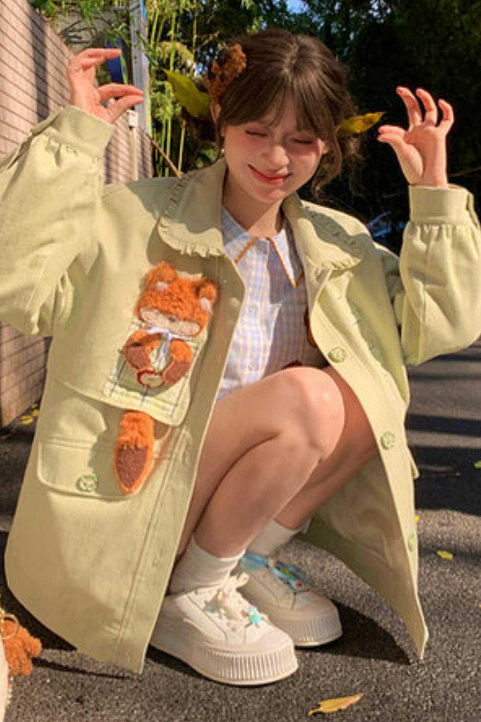 Mori Girl Fox Patchwork Jacket