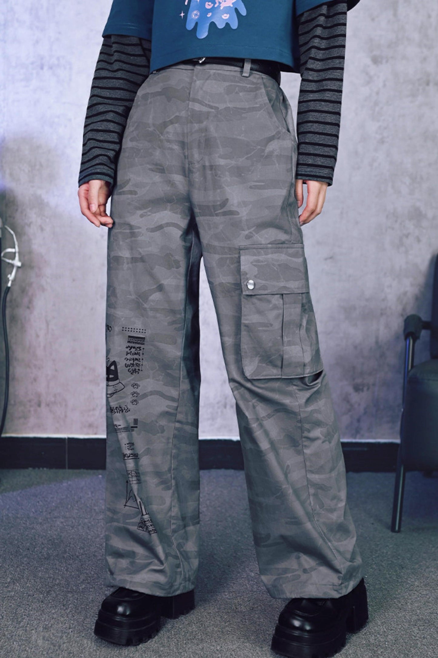 Edgy Cat Wide Leg Pants