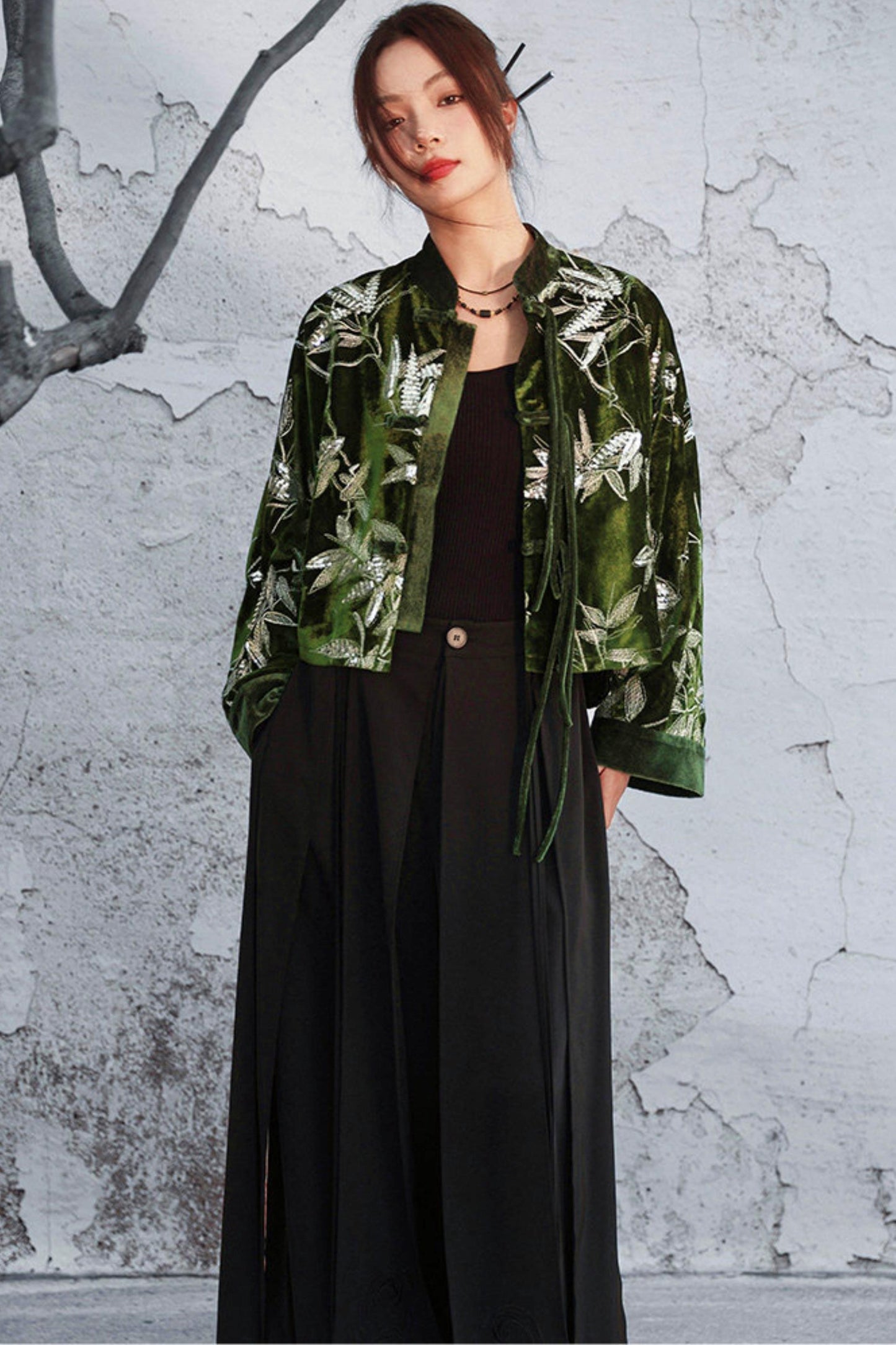 Bamboo Leaf Velvet Jacket