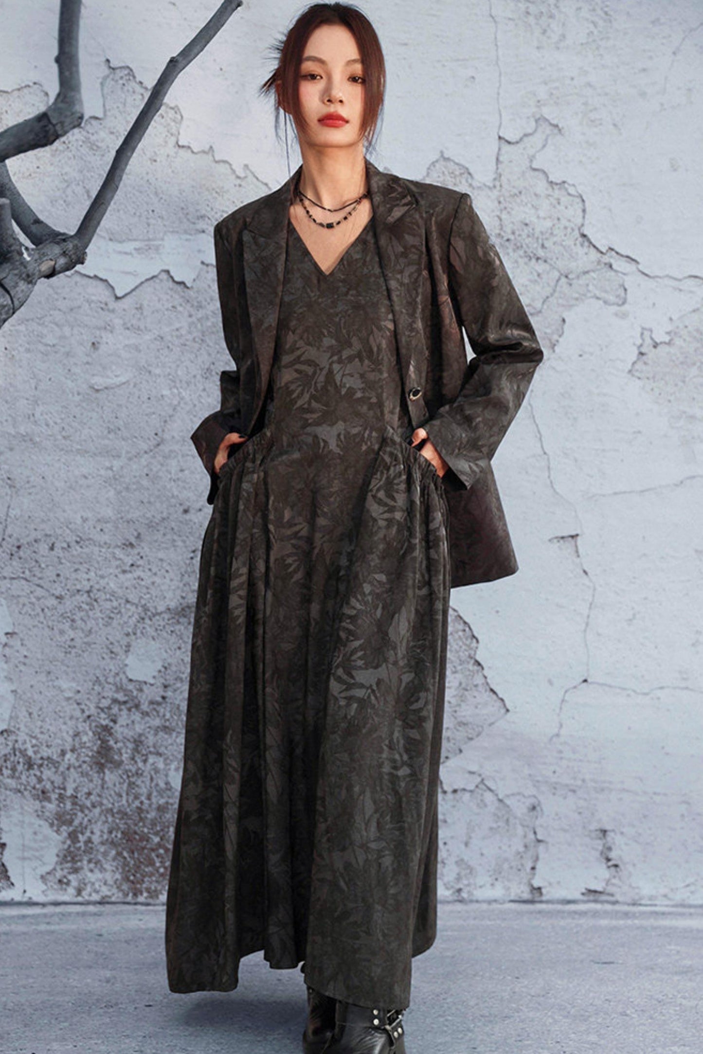 Mode Style Wood Jacquard Jacket
