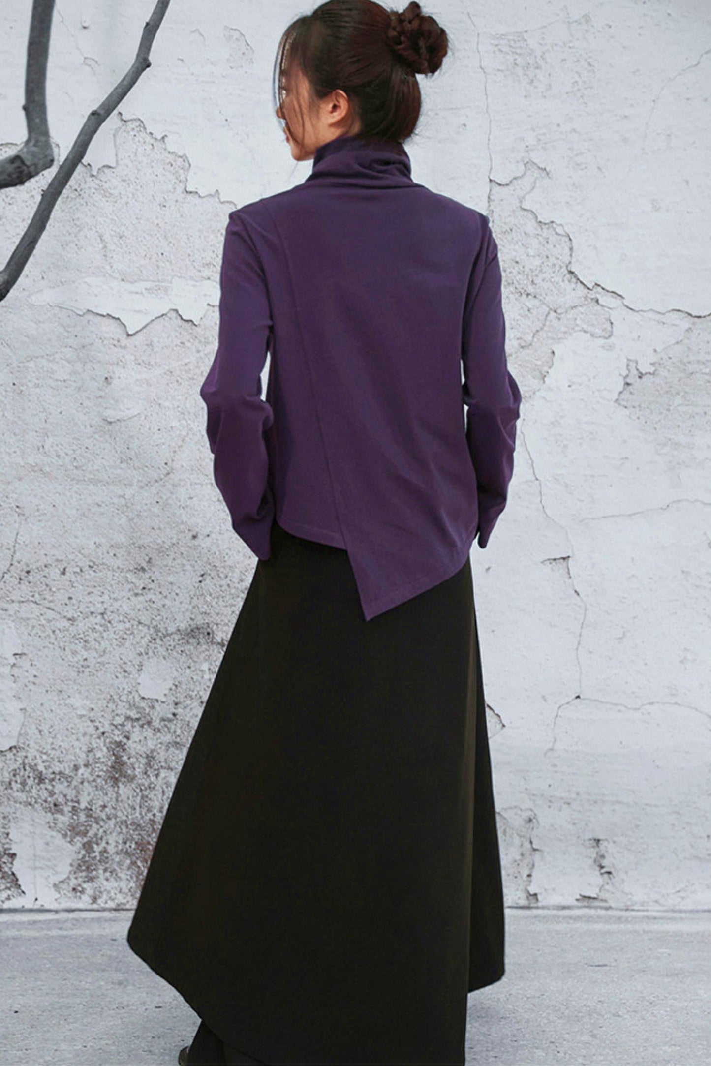 Edgy Purple Turtleneck Top