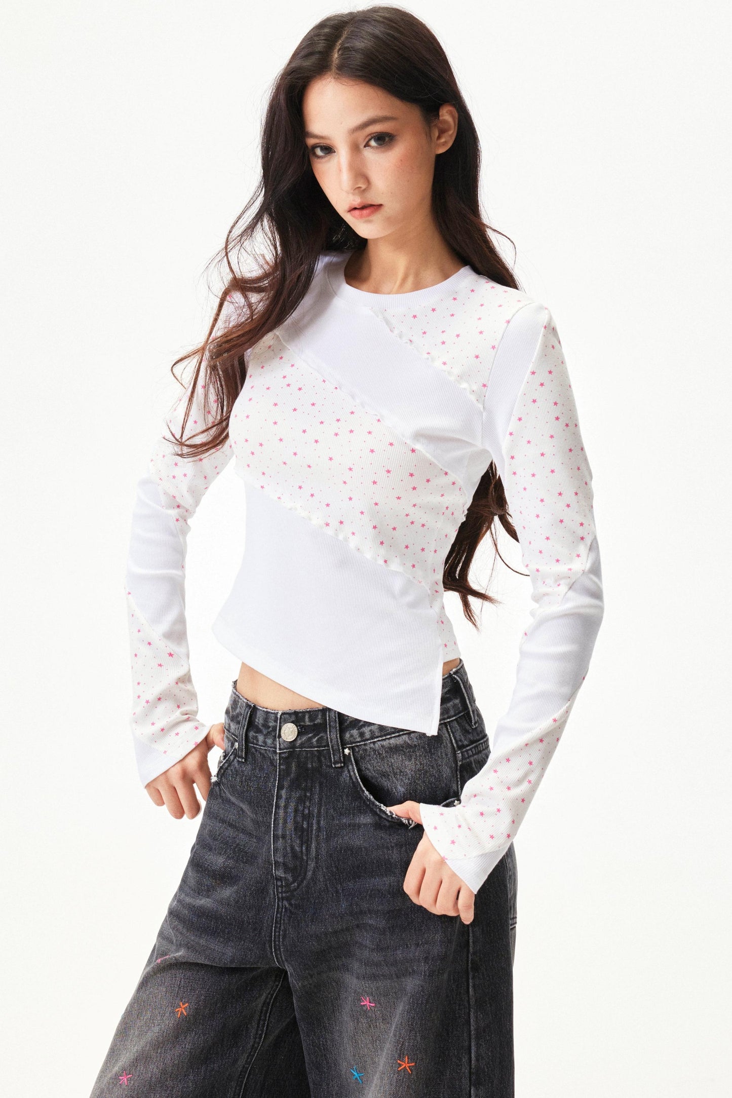 Star Print Knit Top