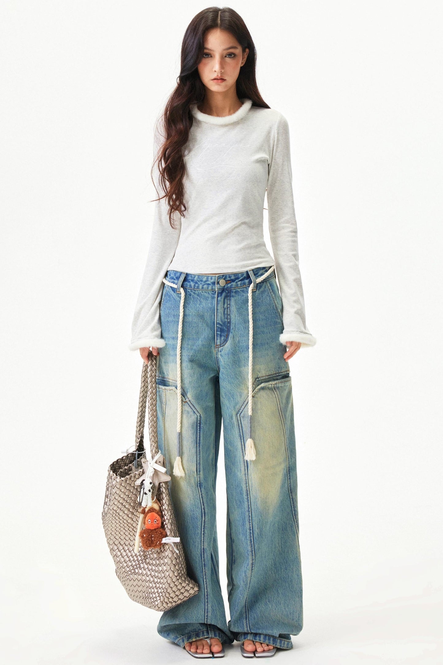 American Retro Wide Denim Pants