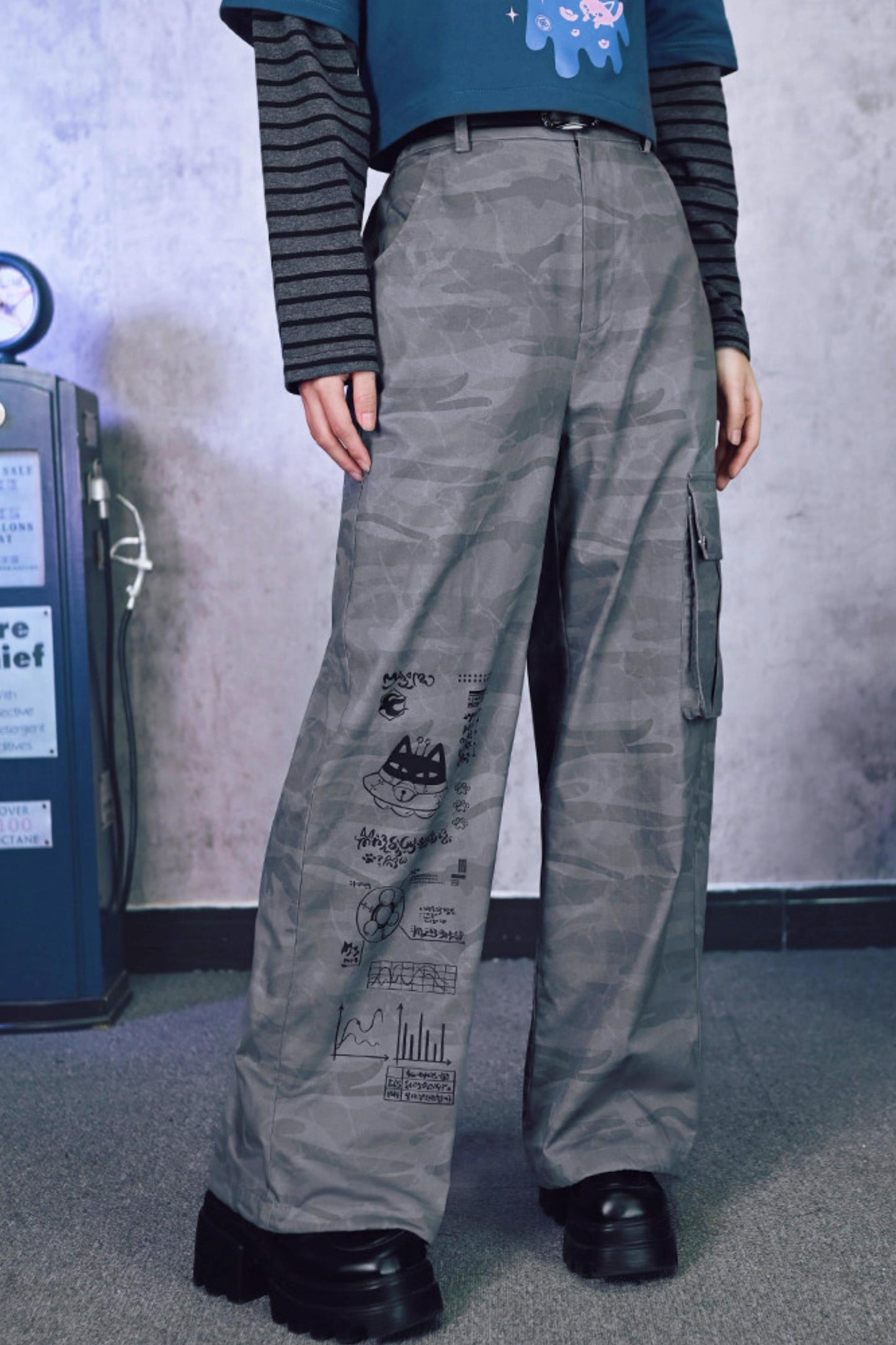 Edgy Cat Wide Leg Pants