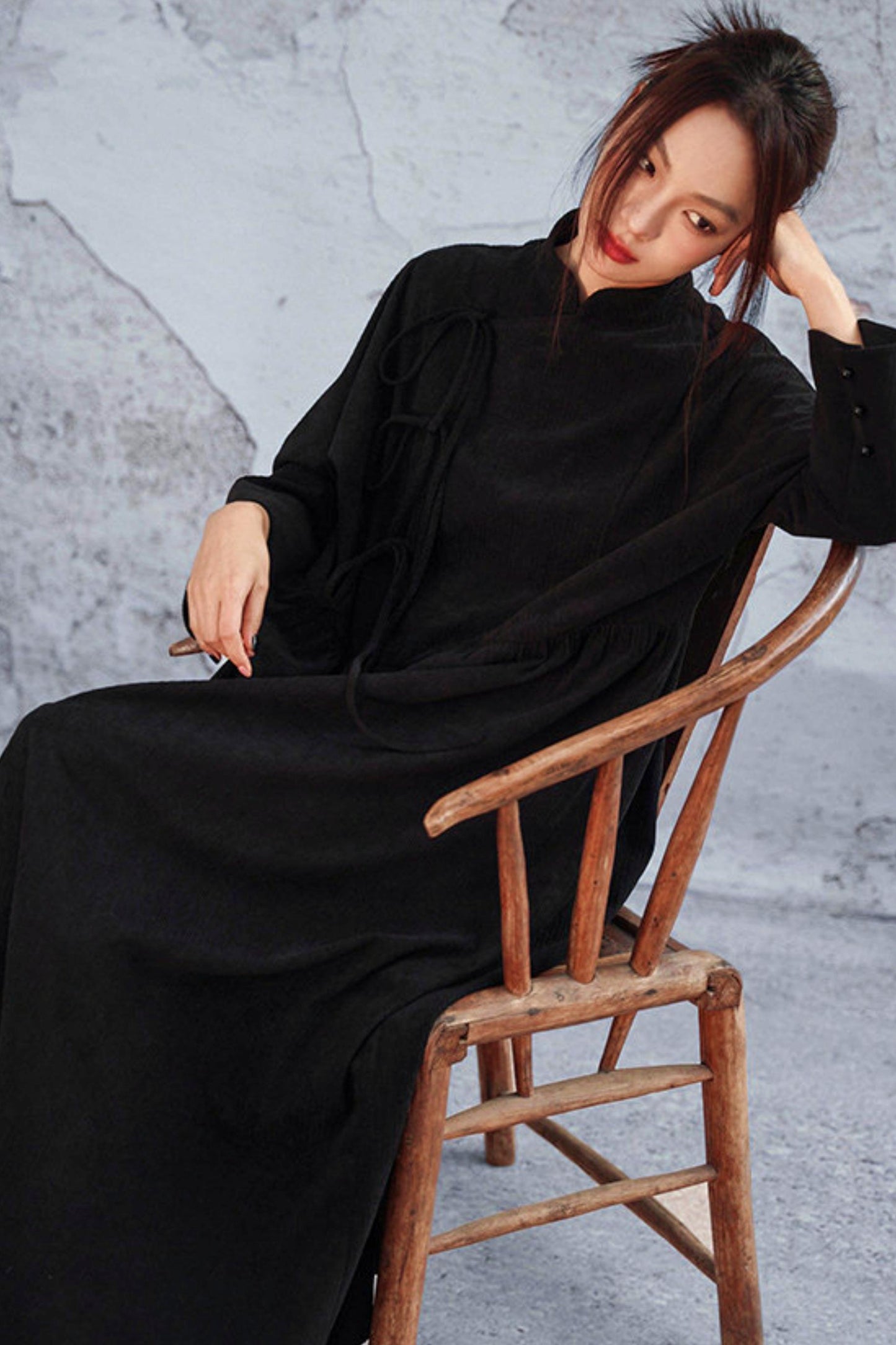 Black Corduroy Long Dress