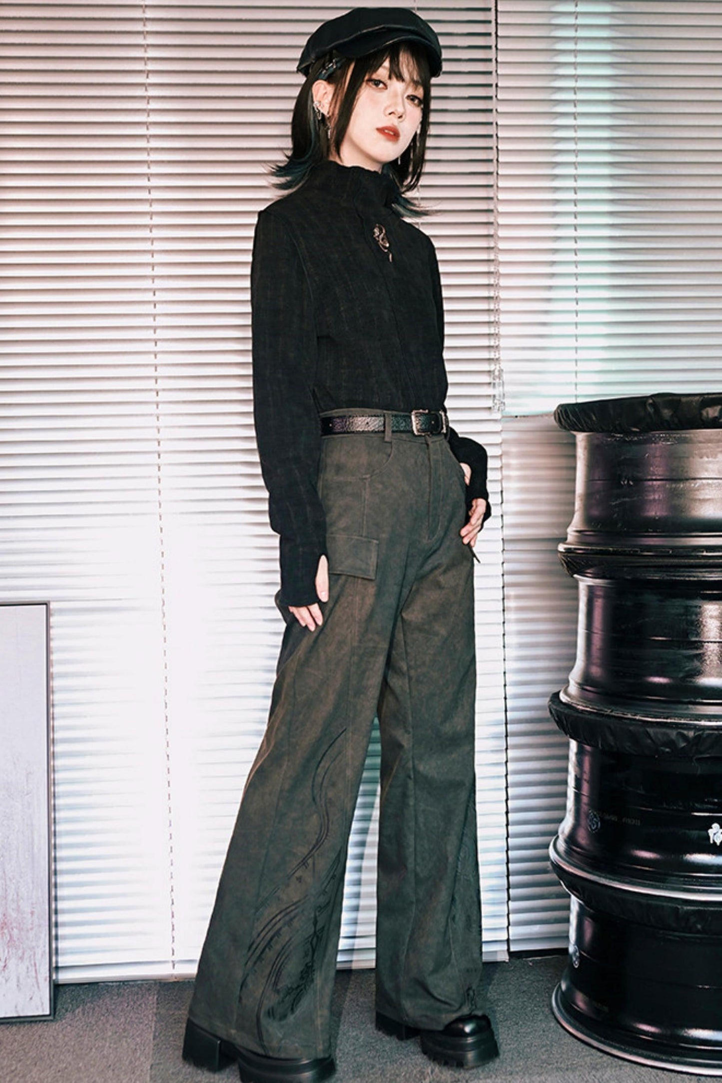 Edgy Boot-Cut Slacks
