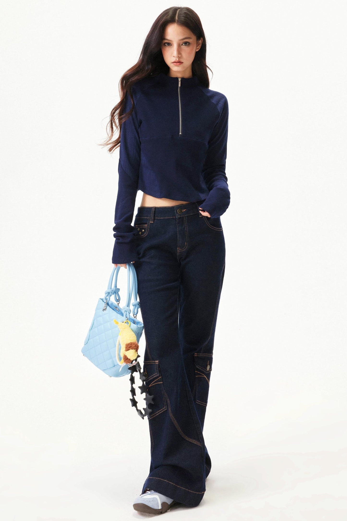 Retro Low Rise Denim Flare Pants