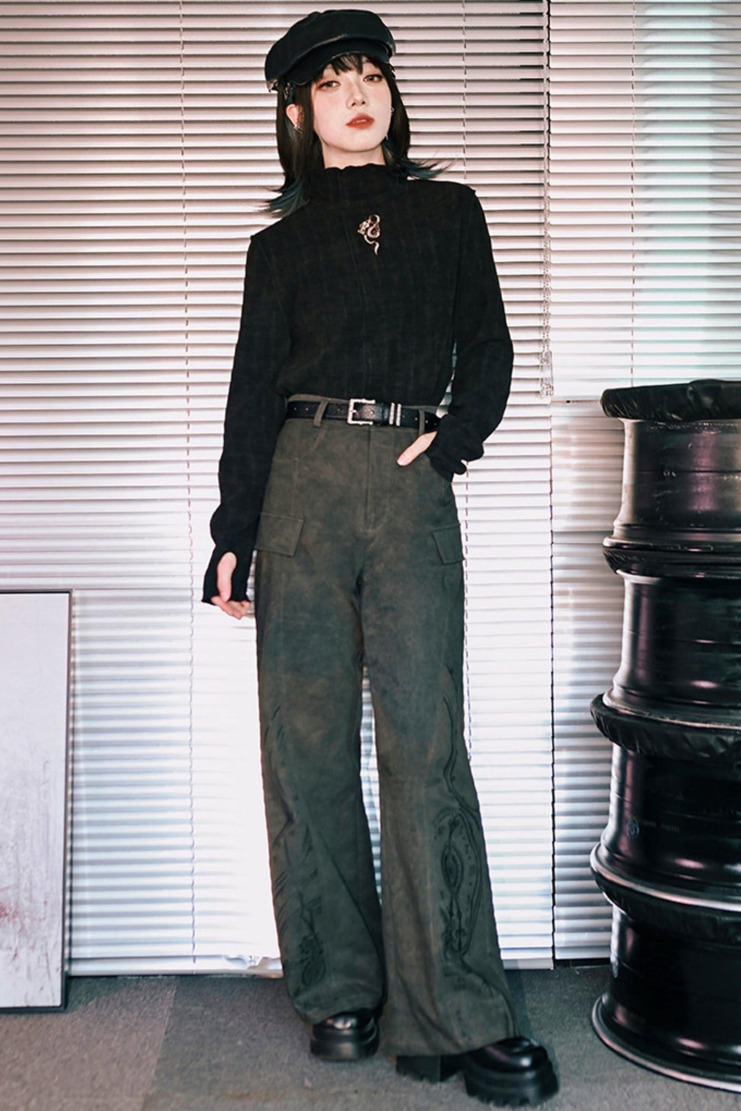 Edgy Boot-Cut Slacks