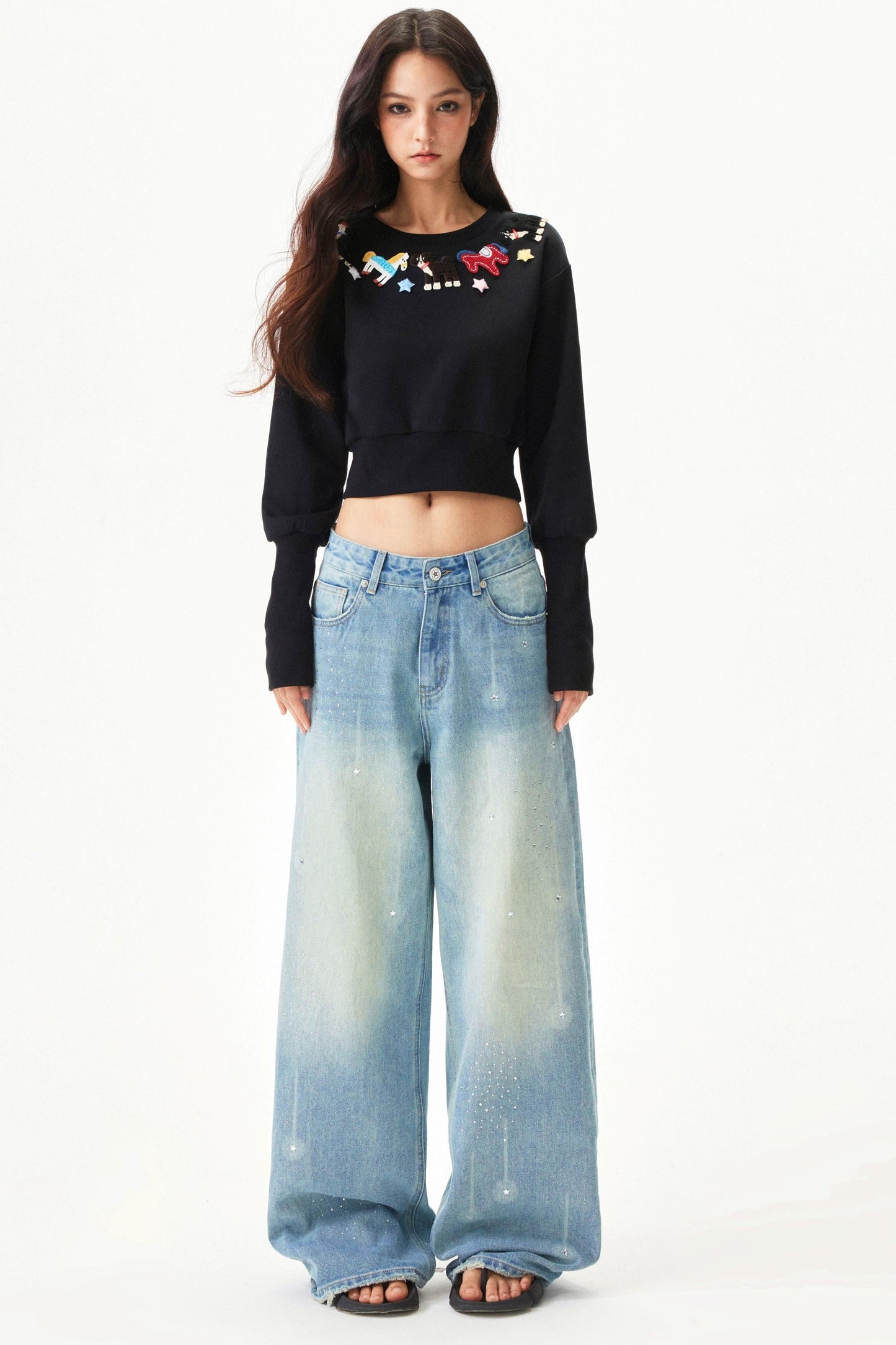 Meteor Shower Rhinestone Jeans