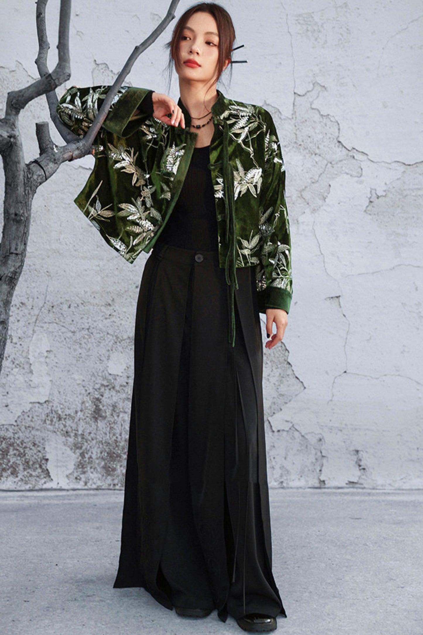 Bamboo Leaf Velvet Jacket