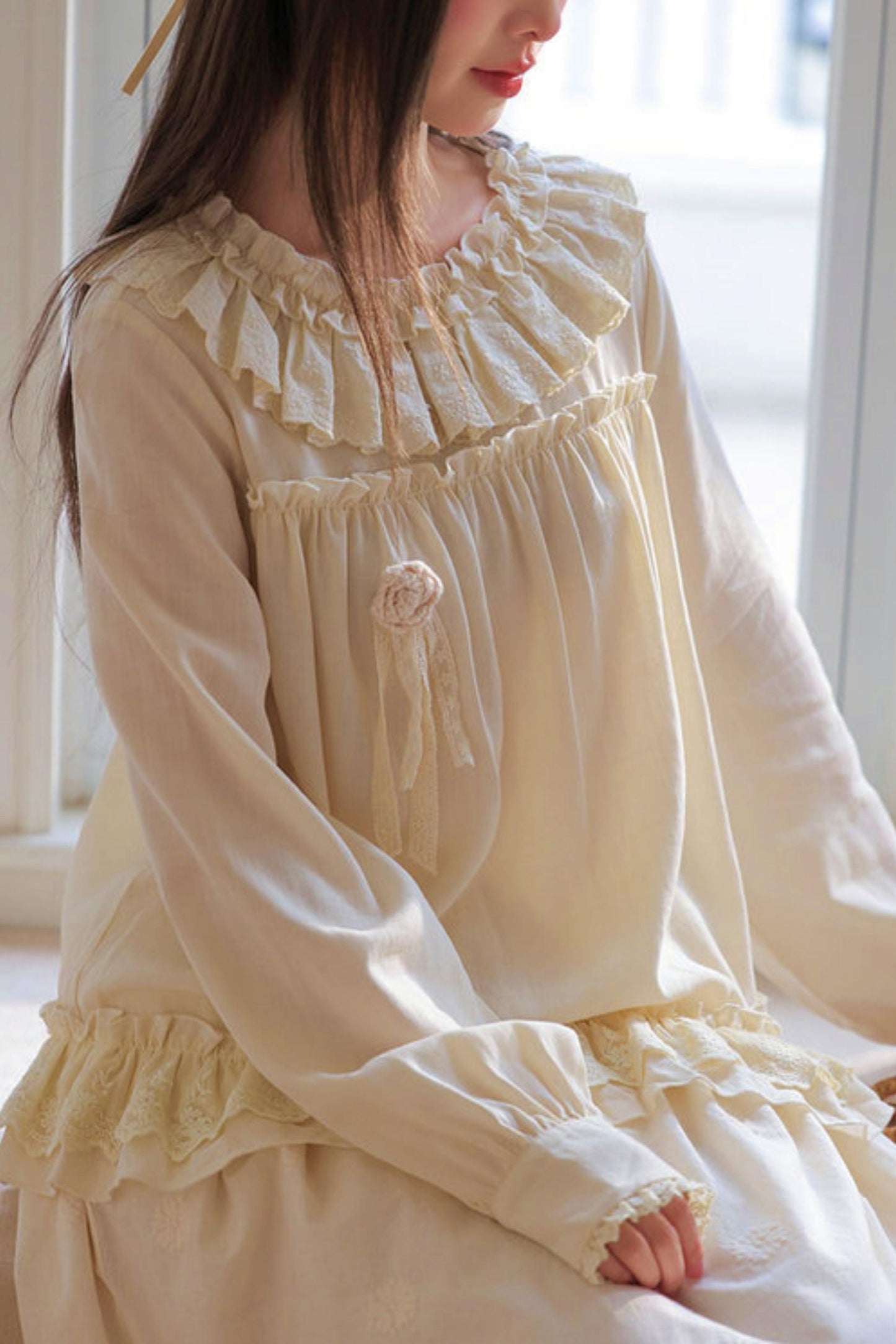 Lyocell Lace Trim Blouse