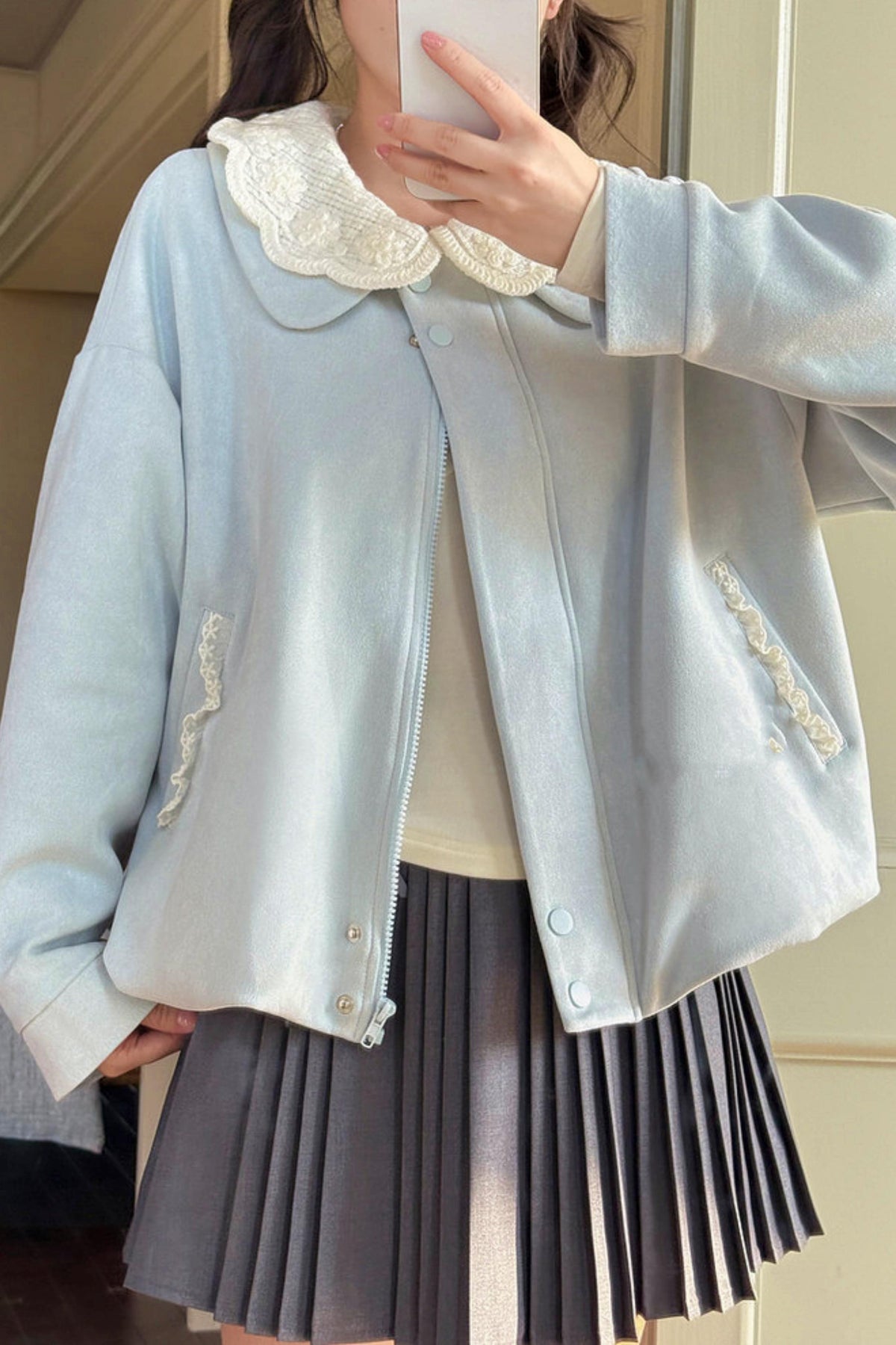 Suede Lace Trim Jacket