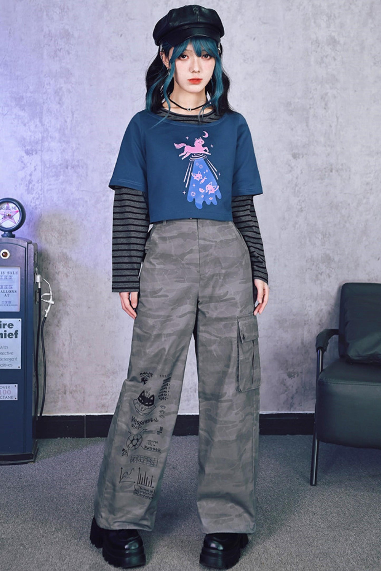 Edgy Cat Wide Leg Pants