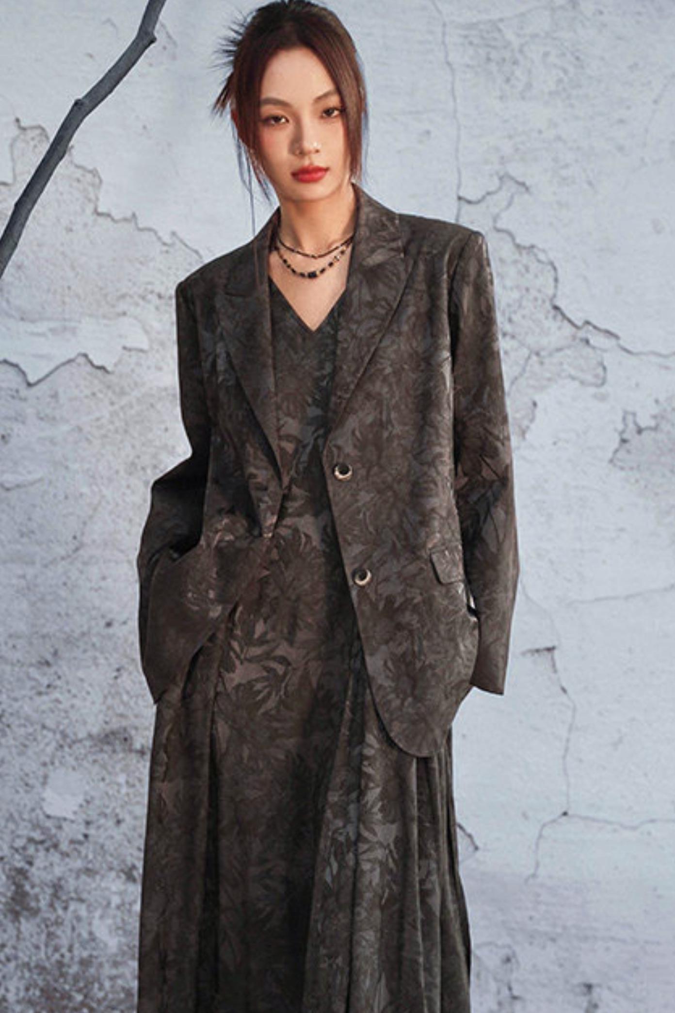 Mode Style Wood Jacquard Jacket