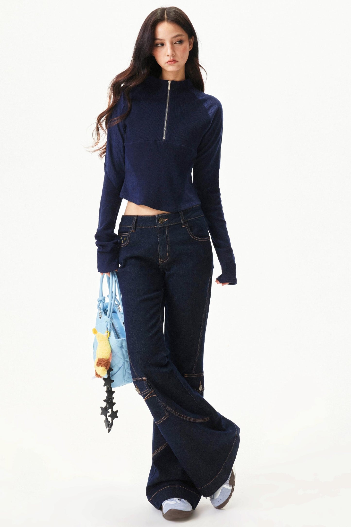 Retro Low Rise Denim Flare Pants