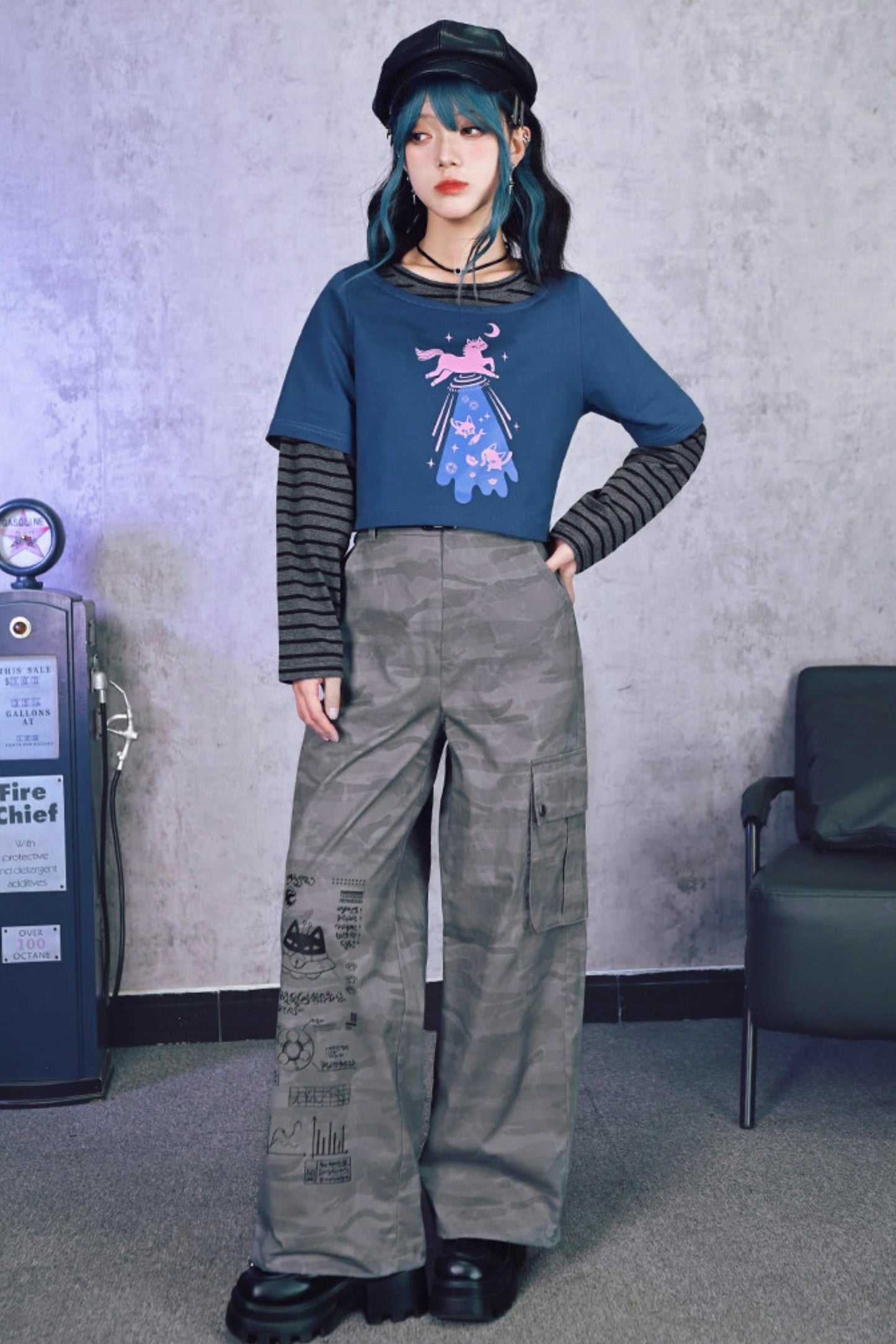 Edgy Cat Wide Leg Pants