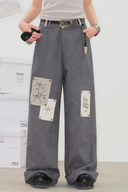 Pixel Patchwork Denim Pants