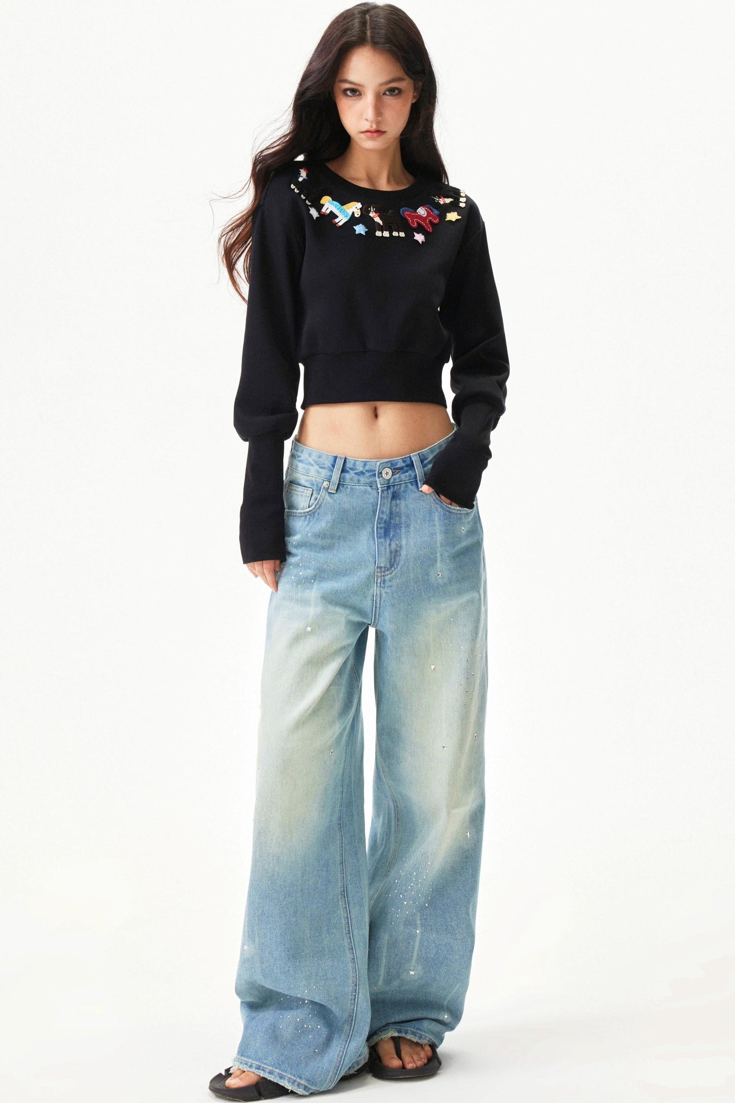 Meteor Shower Rhinestone Jeans