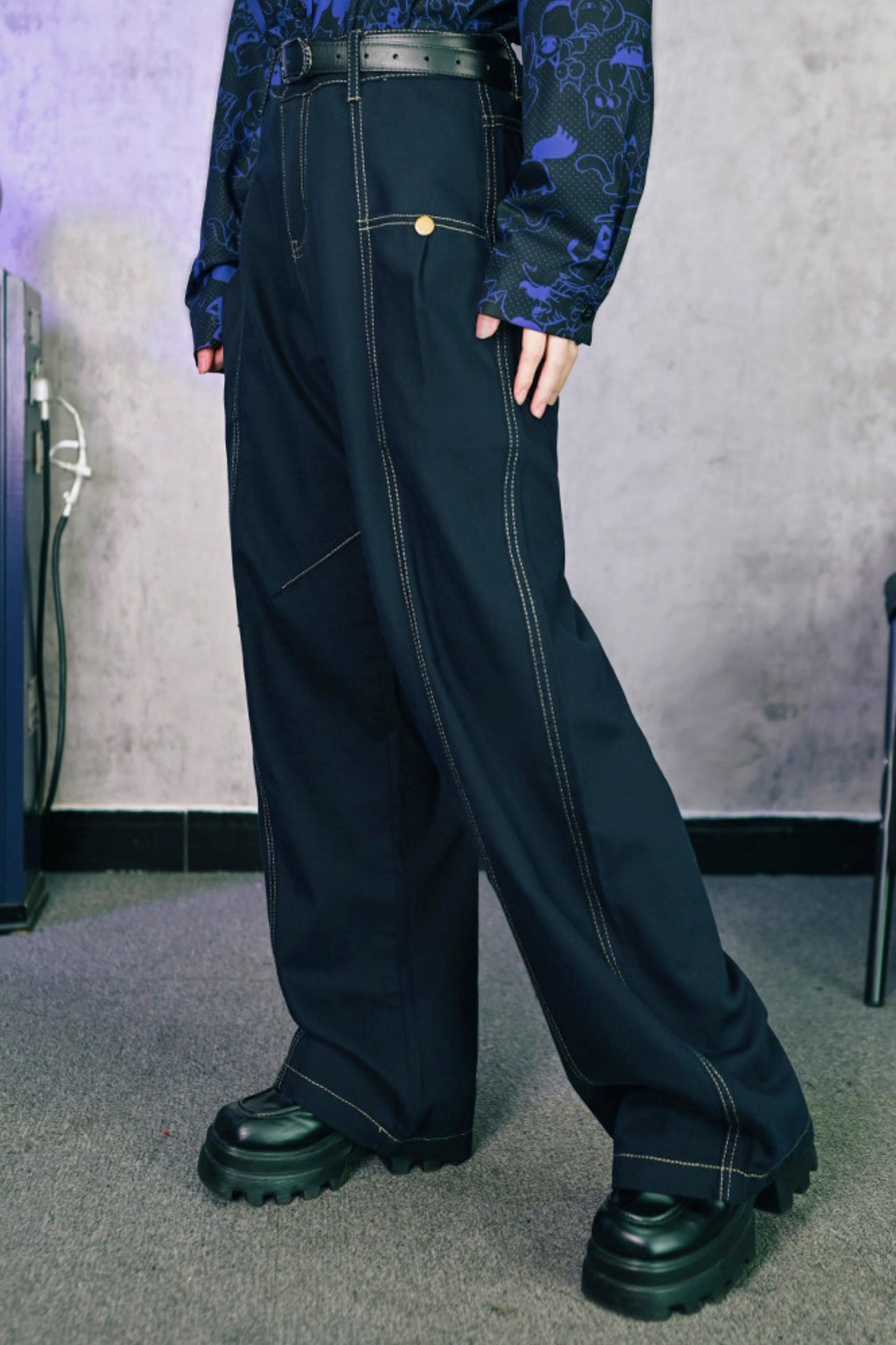 Tencel Patchwork Denim Pants