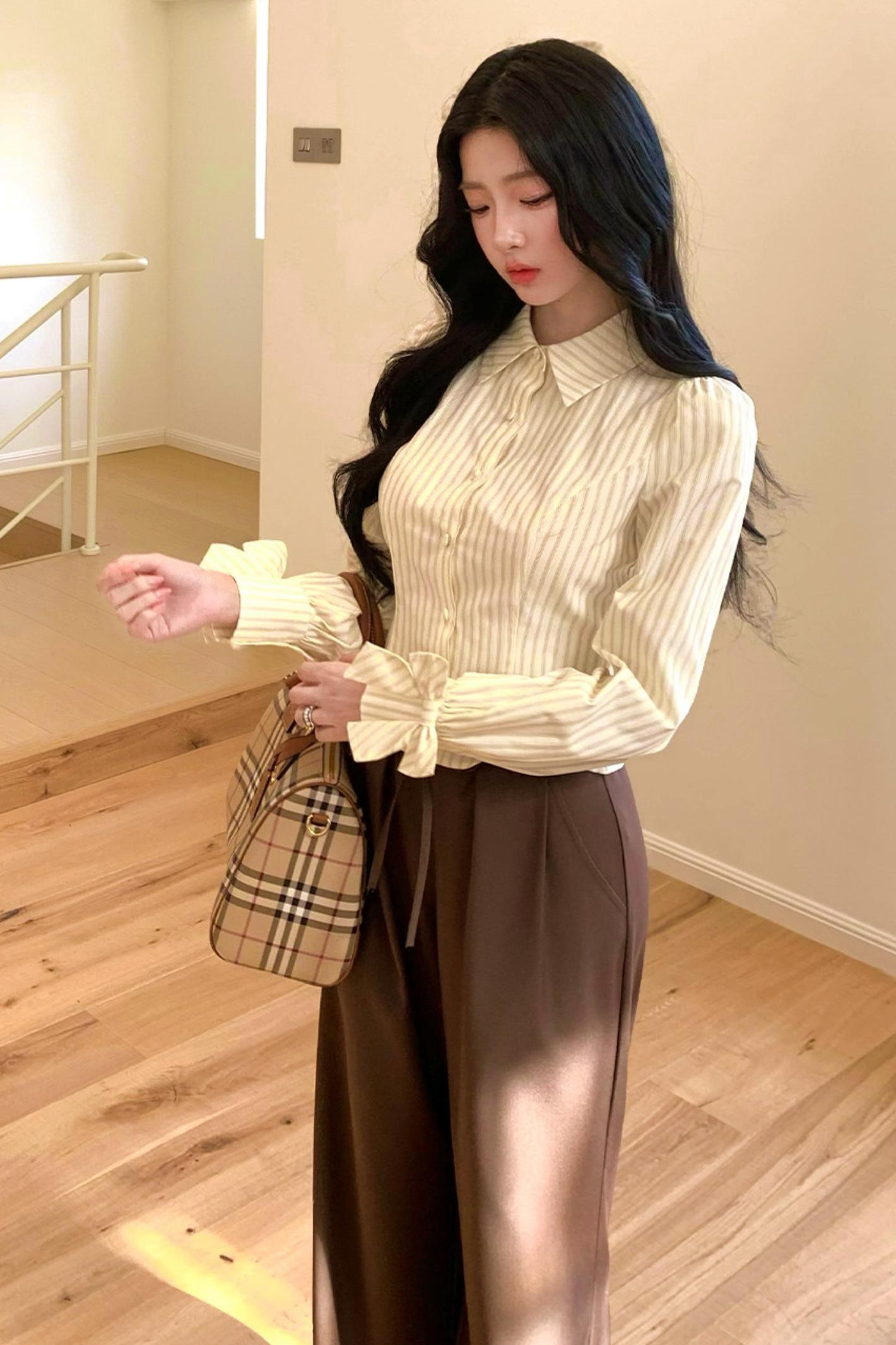 Retro Elegant Vest + Striped Shirt