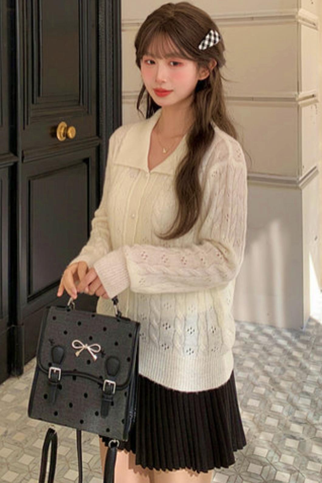 Sweet Girly Hollow Knit Cardigan