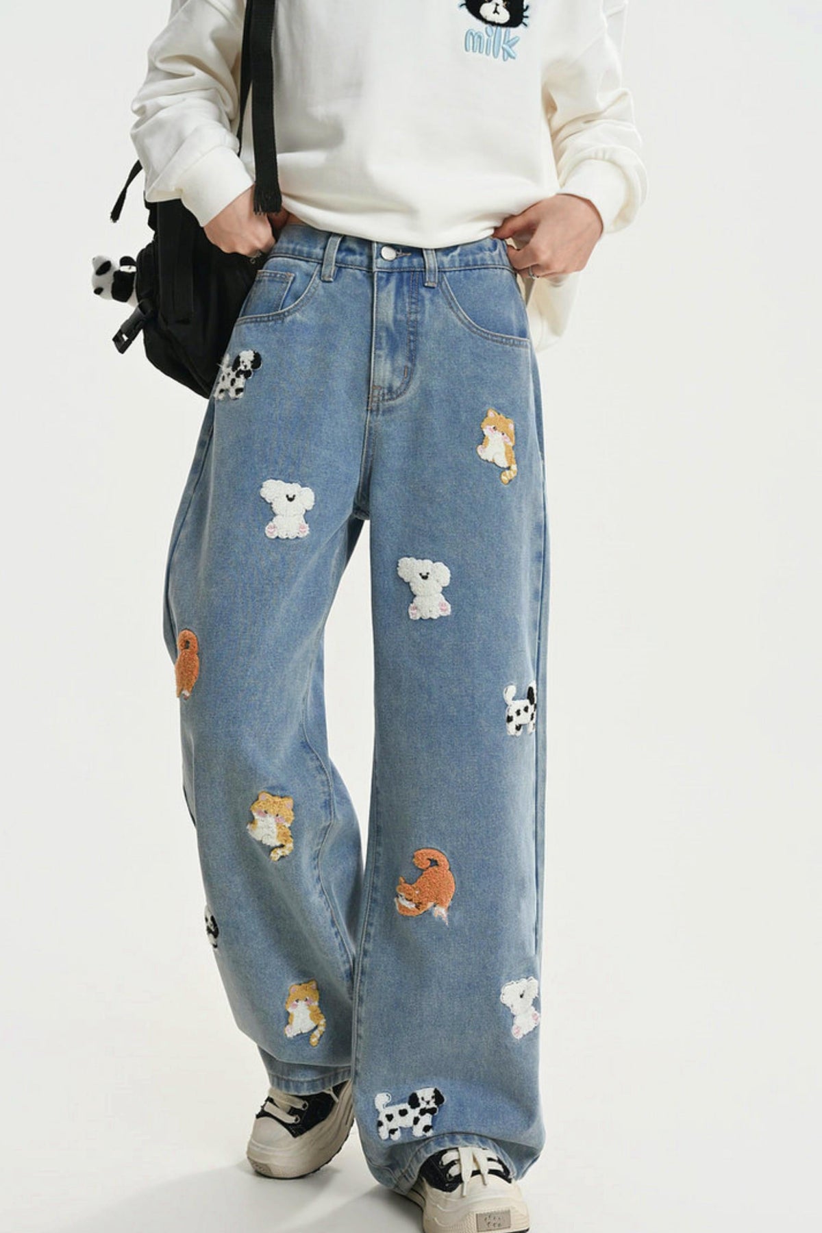 Sweet Embroidered Denim Pants