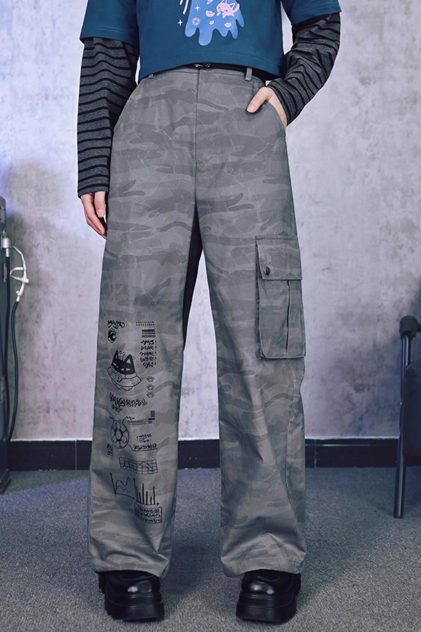 Edgy Cat Wide Leg Pants