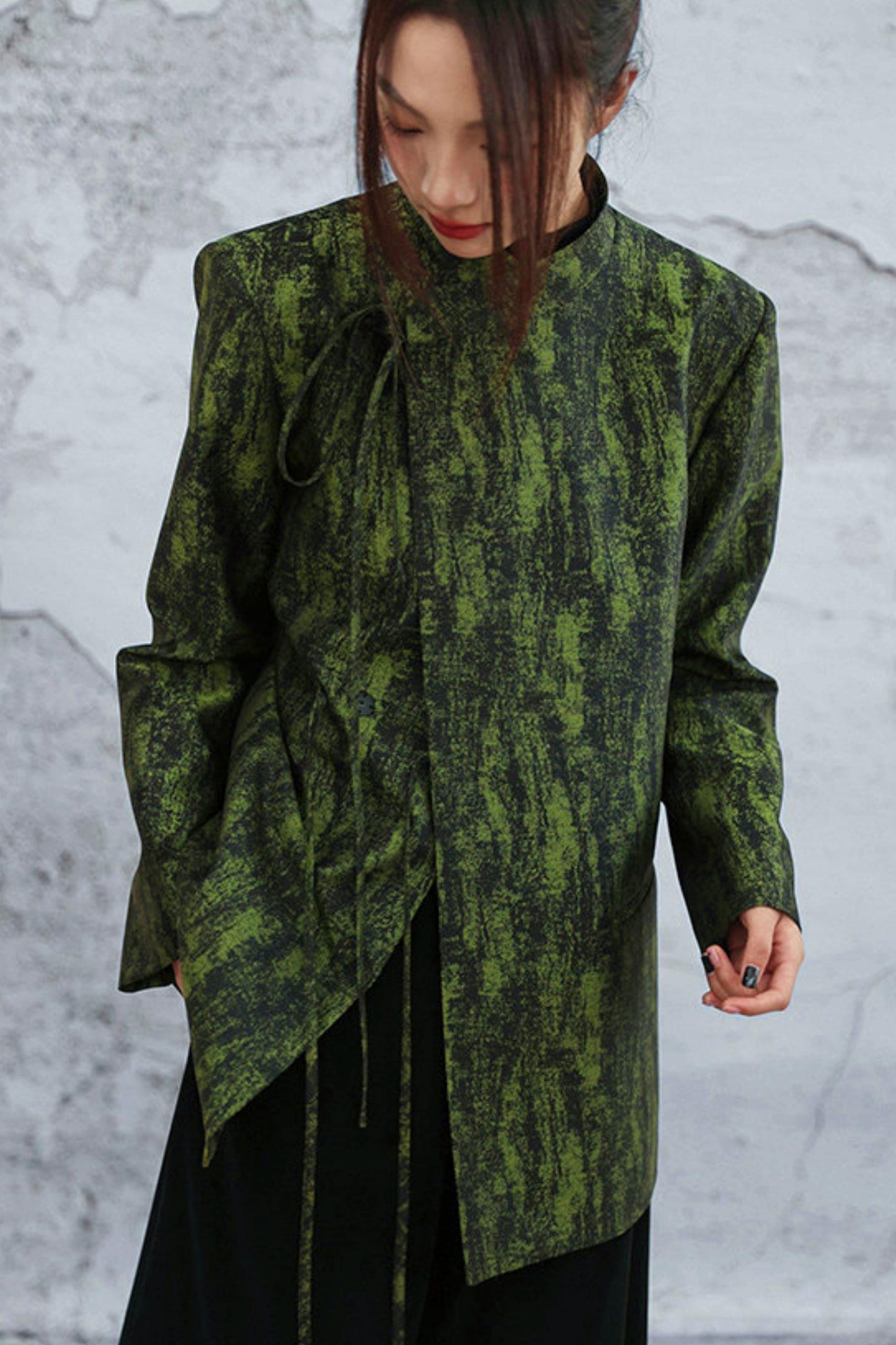 Mossy Green Stand Collar Jacket