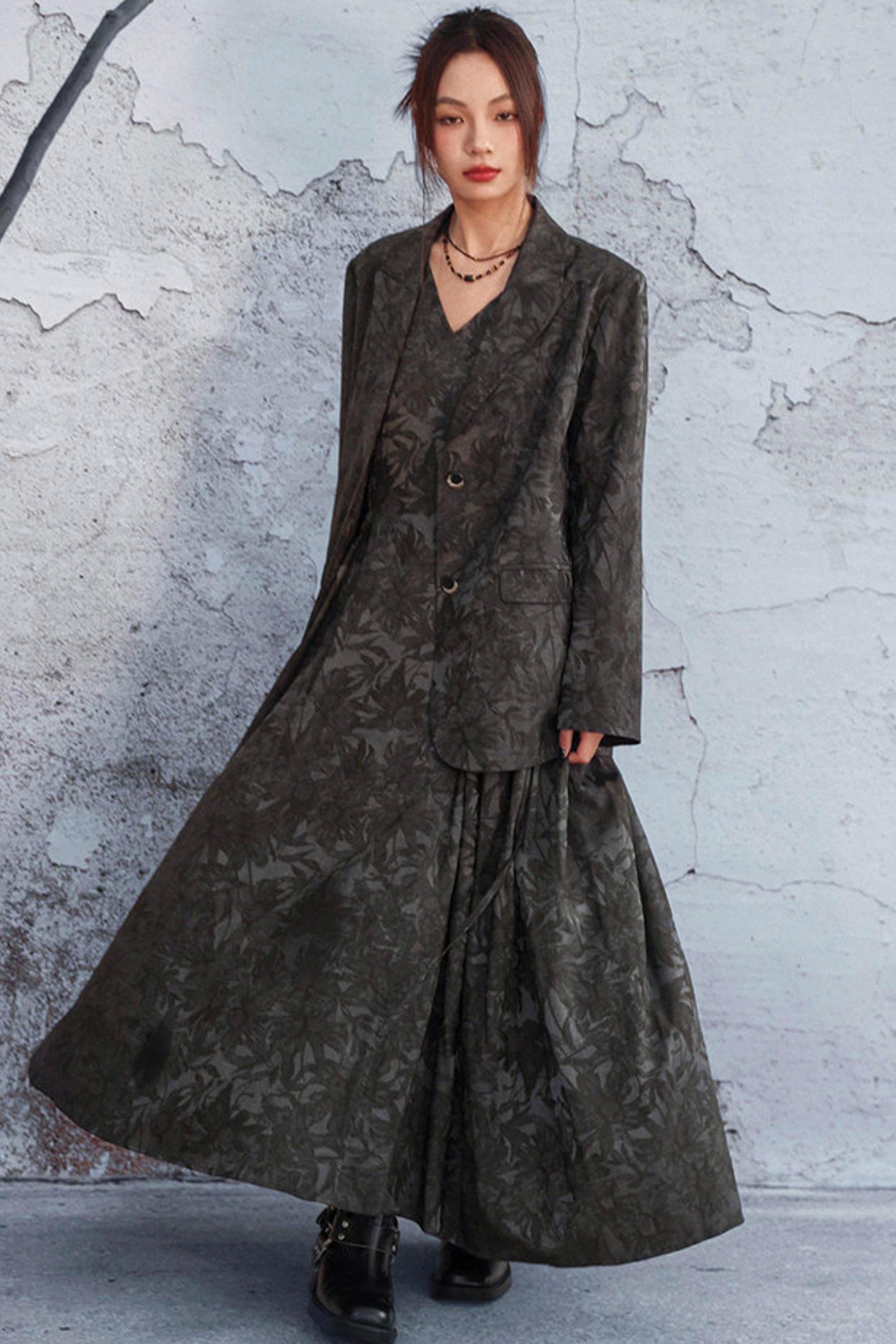 Mode Style Wood Jacquard Jacket
