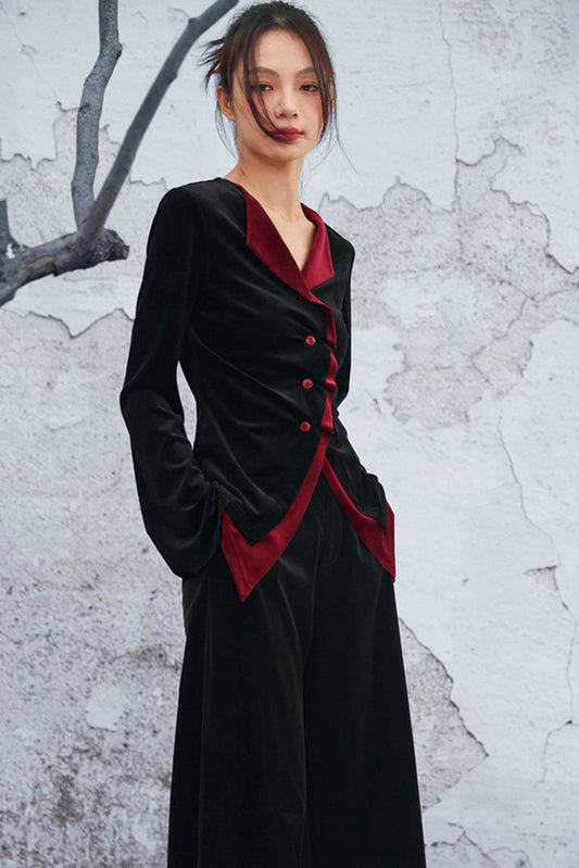 Retro Striped Velvet Top