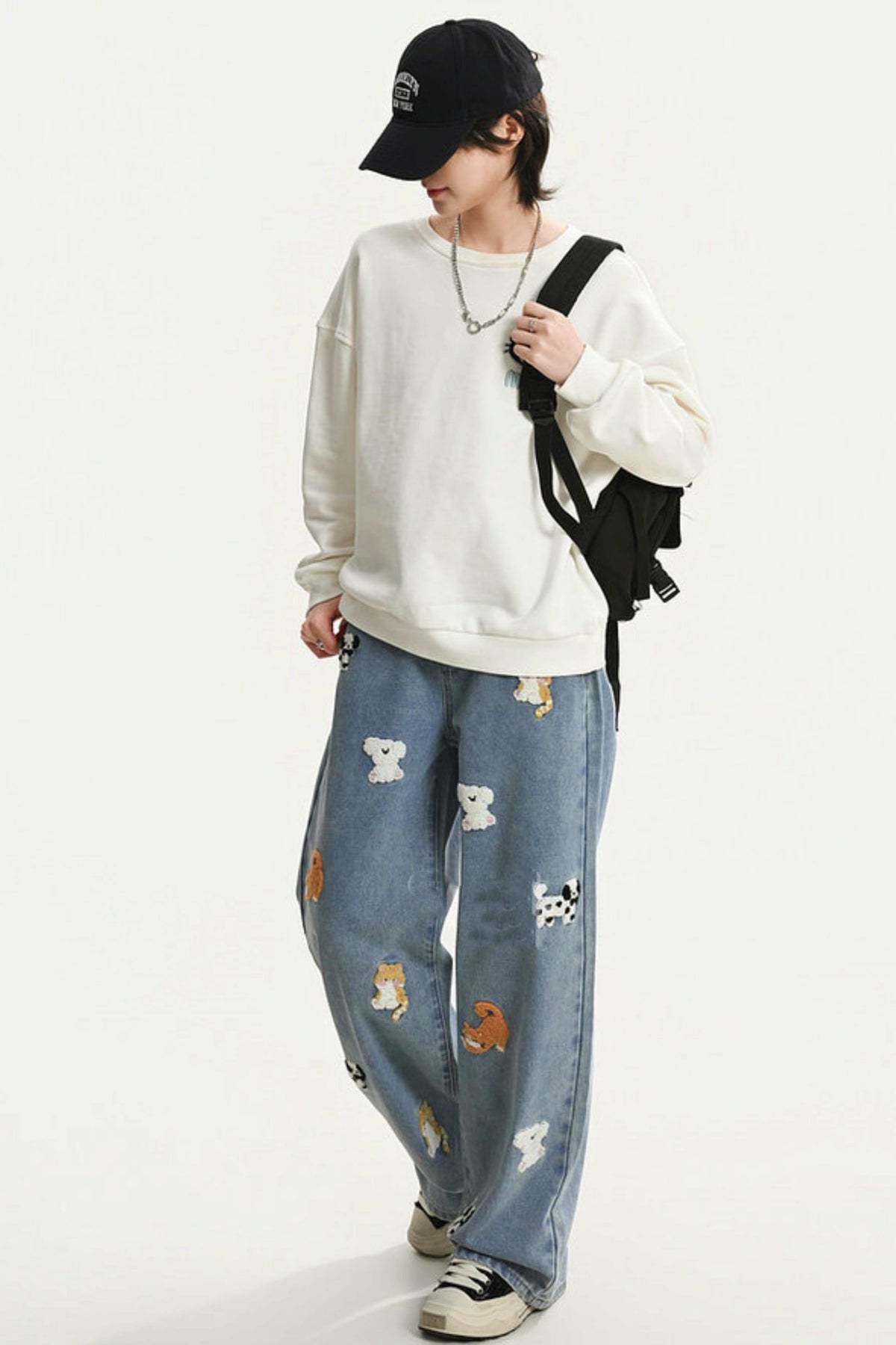 Sweet Embroidered Denim Pants
