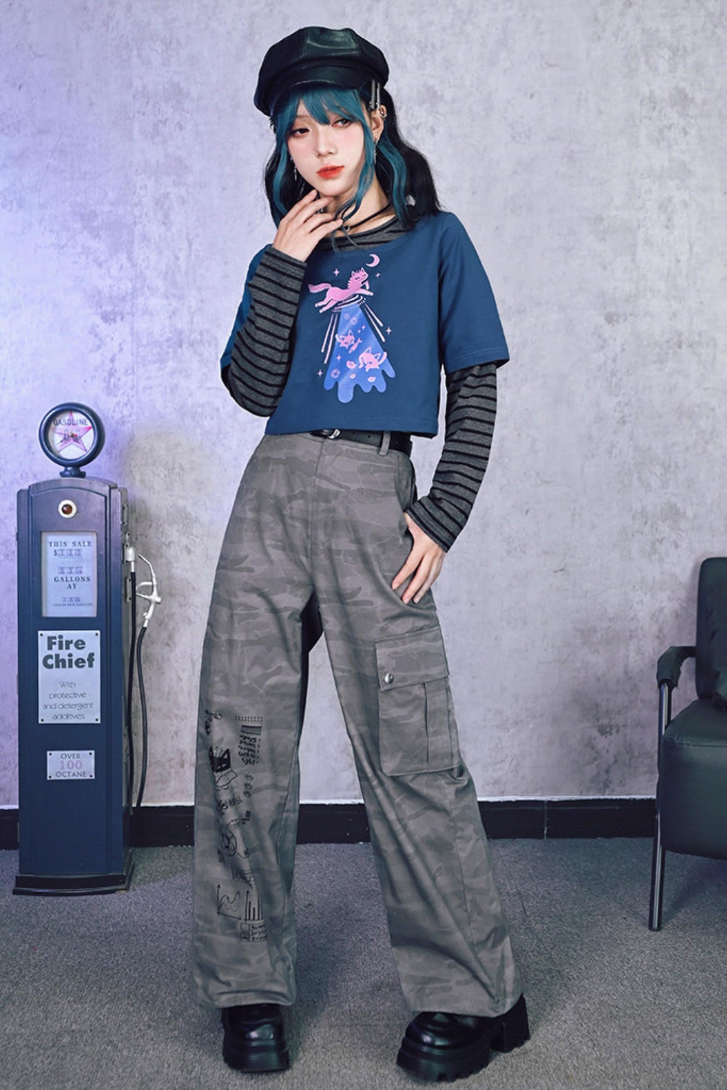 Edgy Cat Wide Leg Pants