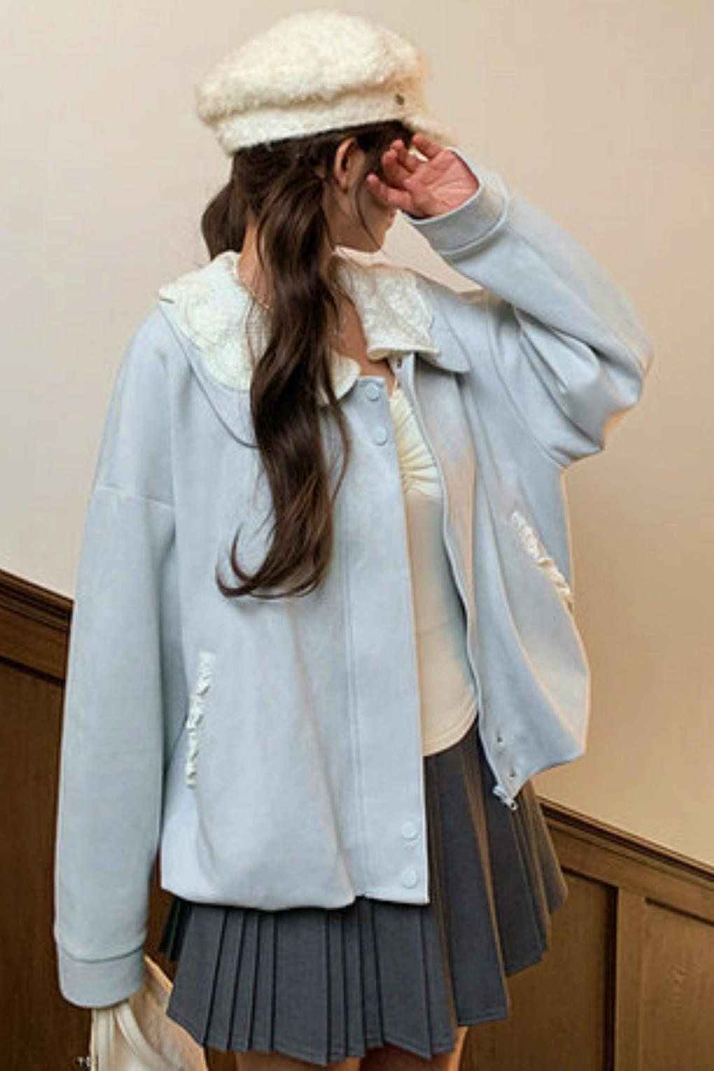 Suede Lace Trim Jacket