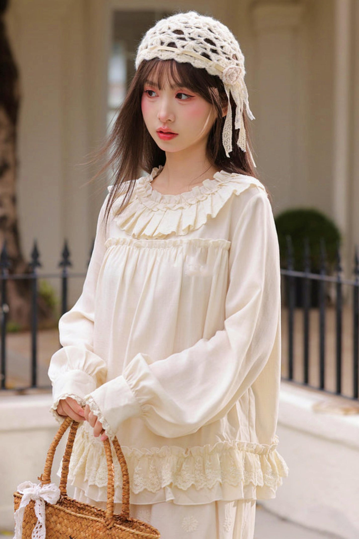 Lyocell Lace Trim Blouse