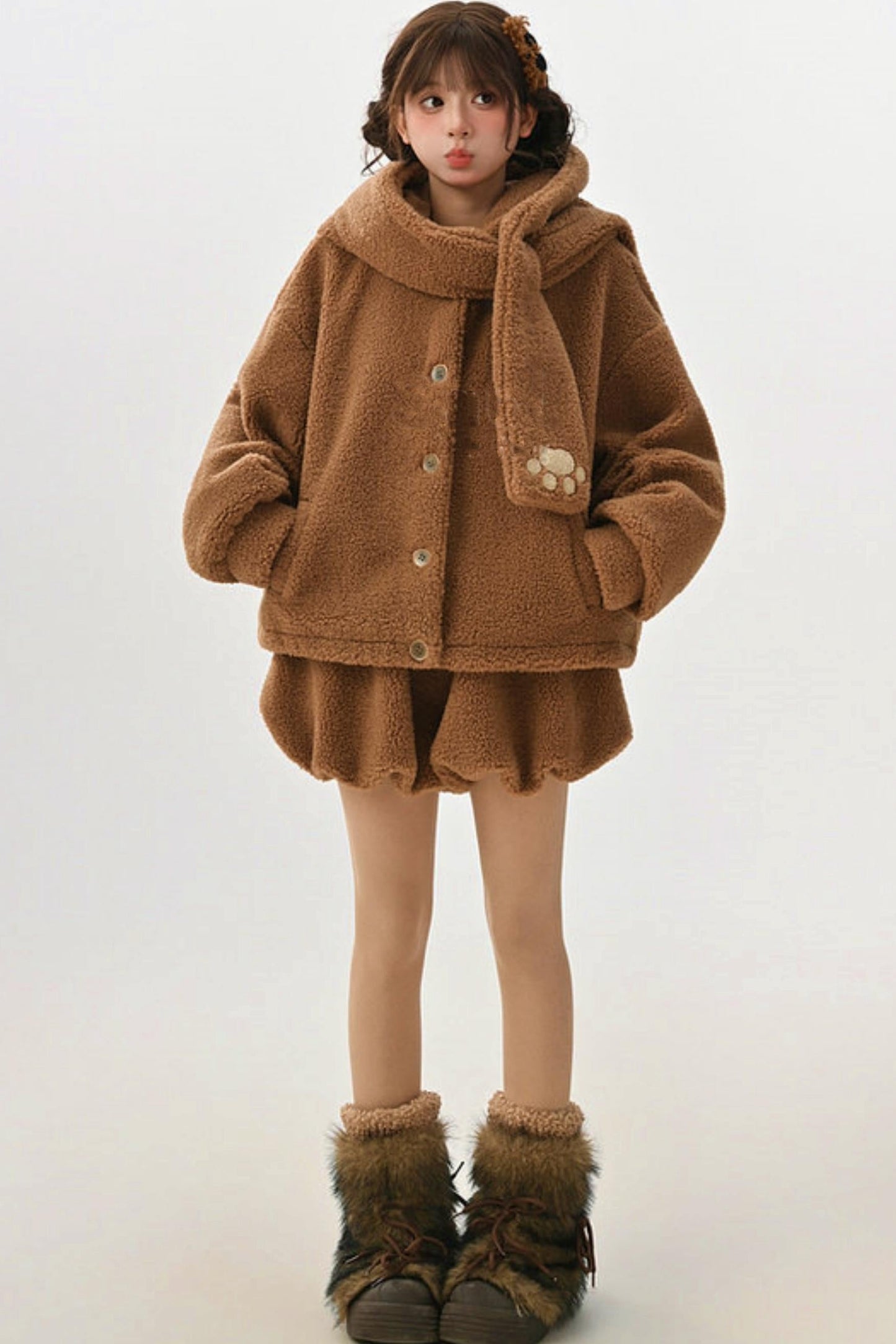 Bear Hooded Fleece Jacket + Pants