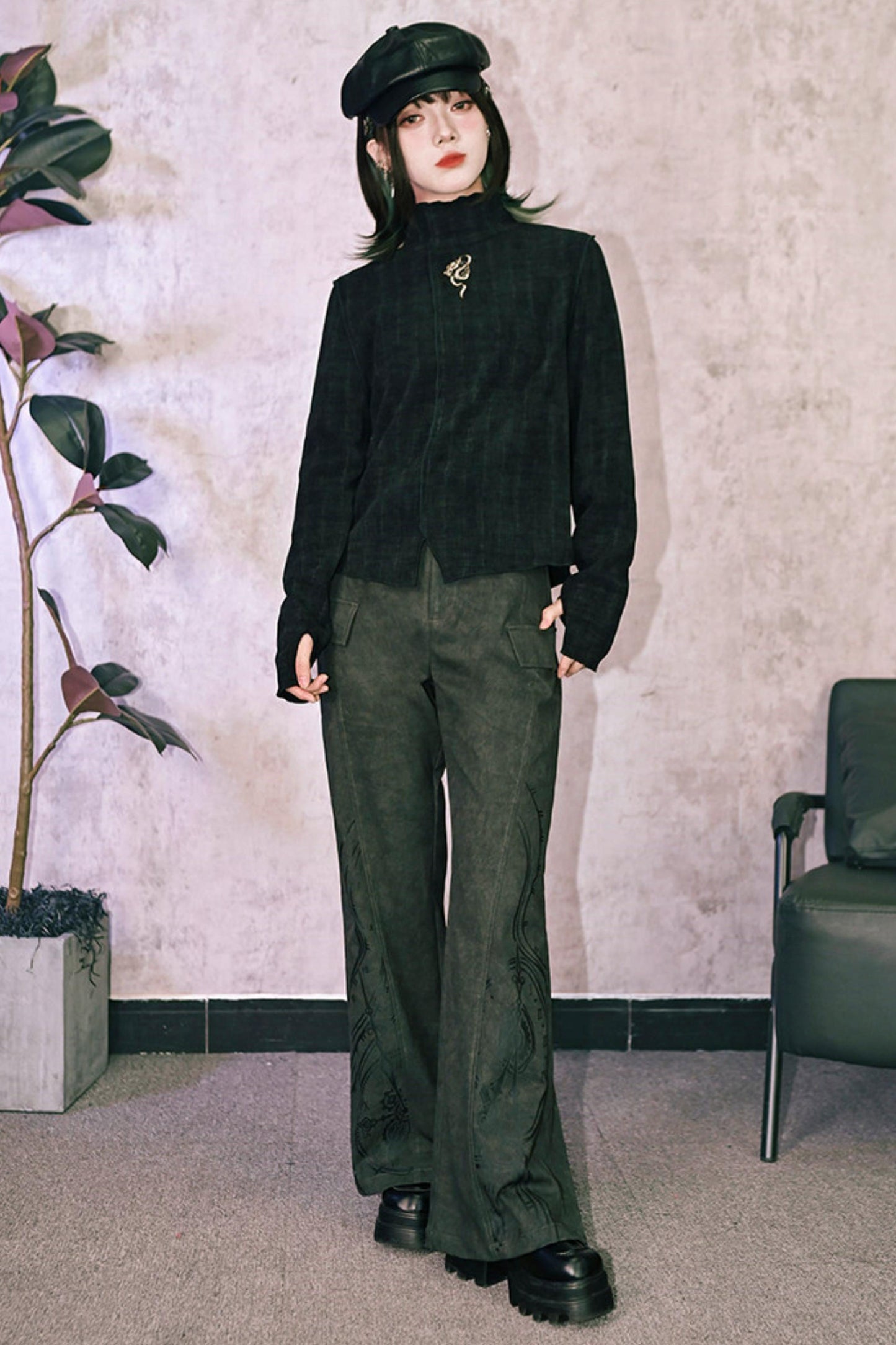 Edgy Boot-Cut Slacks