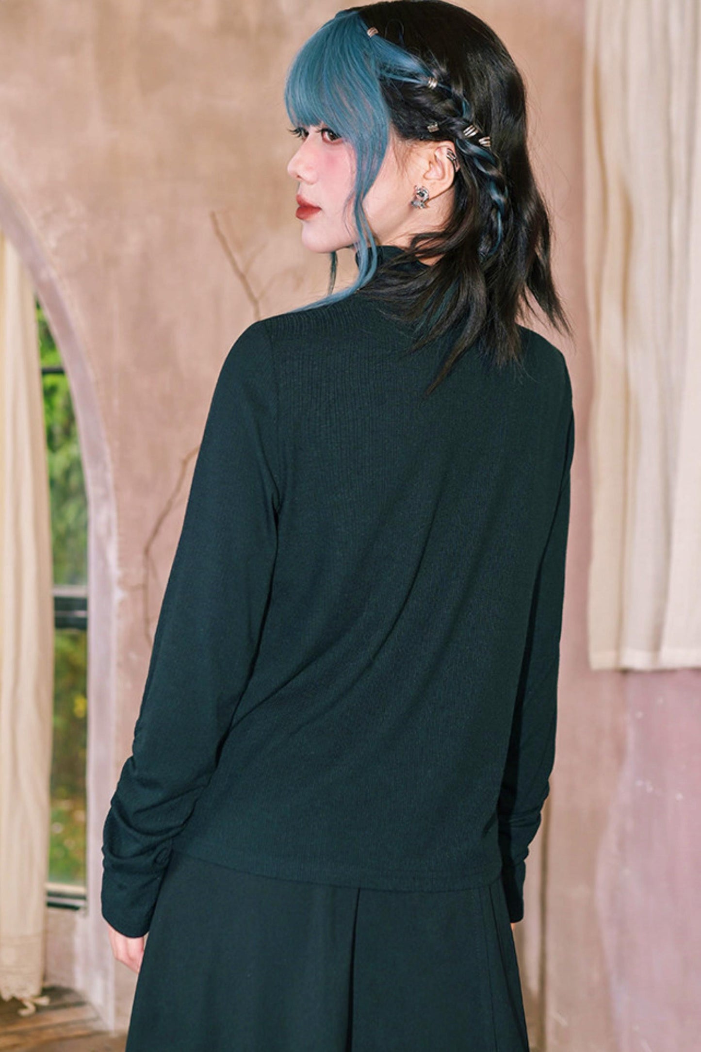 Double Structure Turtleneck Top