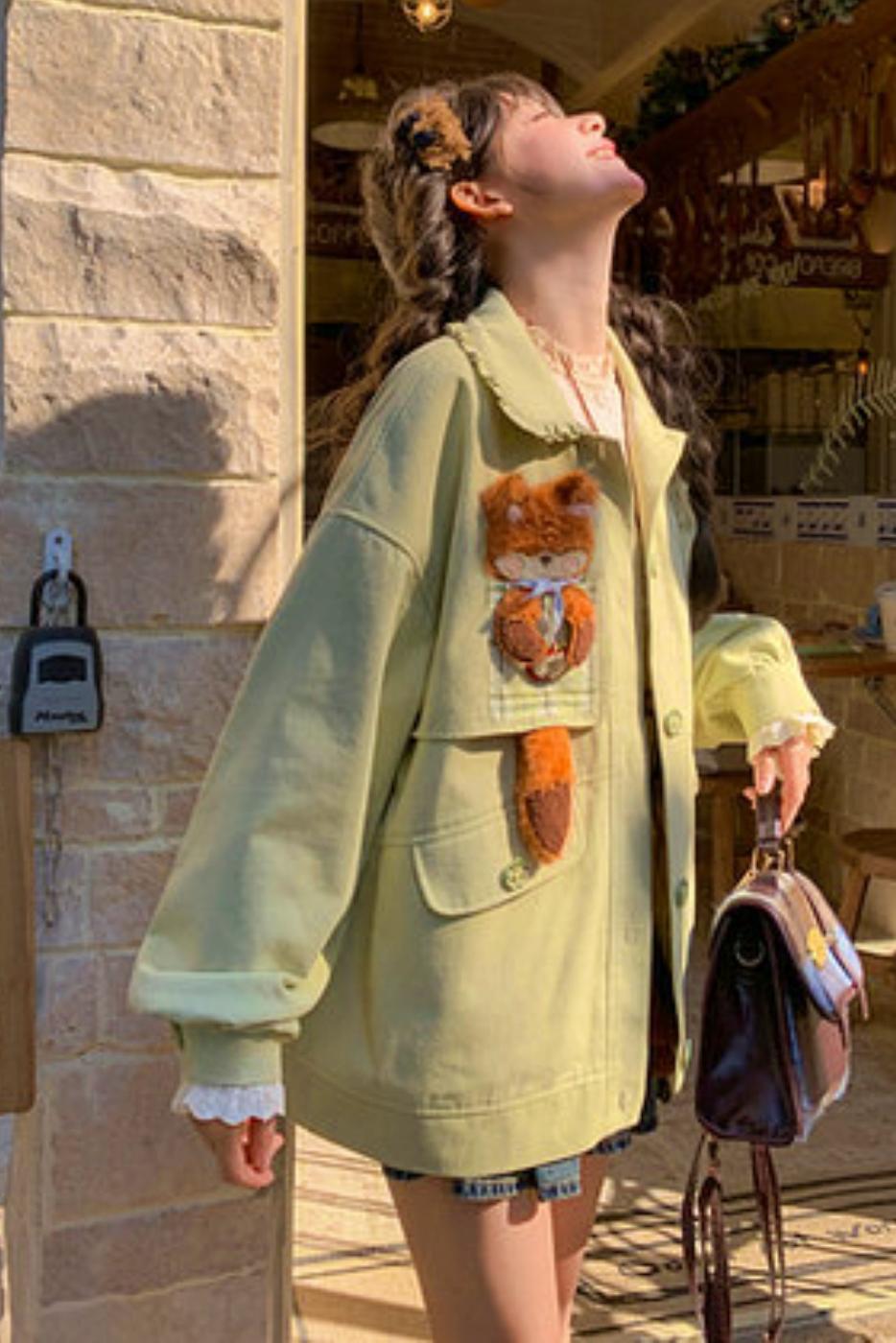 Mori Girl Fox Patchwork Jacket