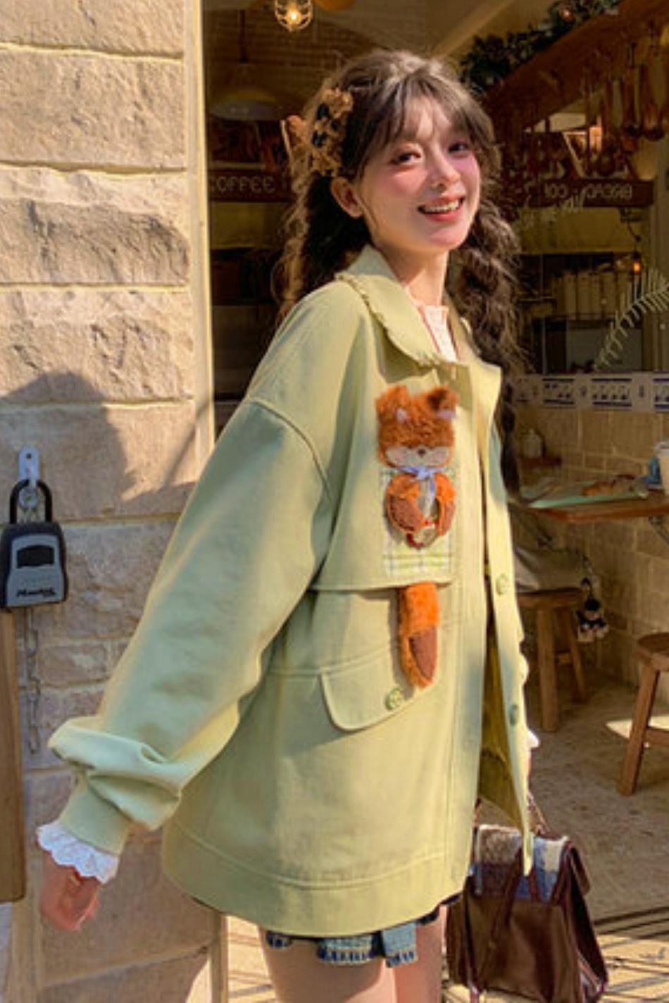 Mori Girl Fox Patchwork Jacket