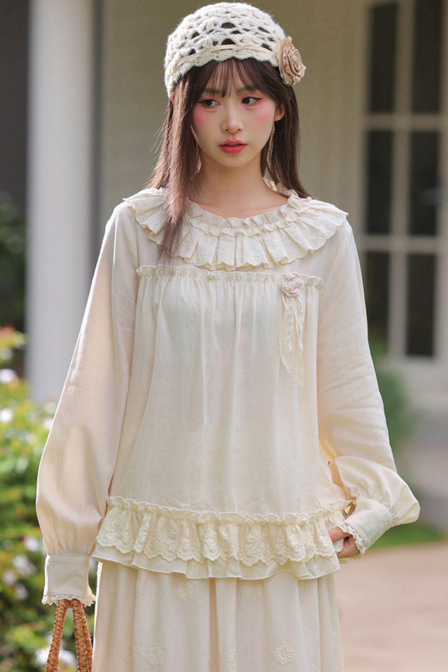 Lyocell Lace Trim Blouse