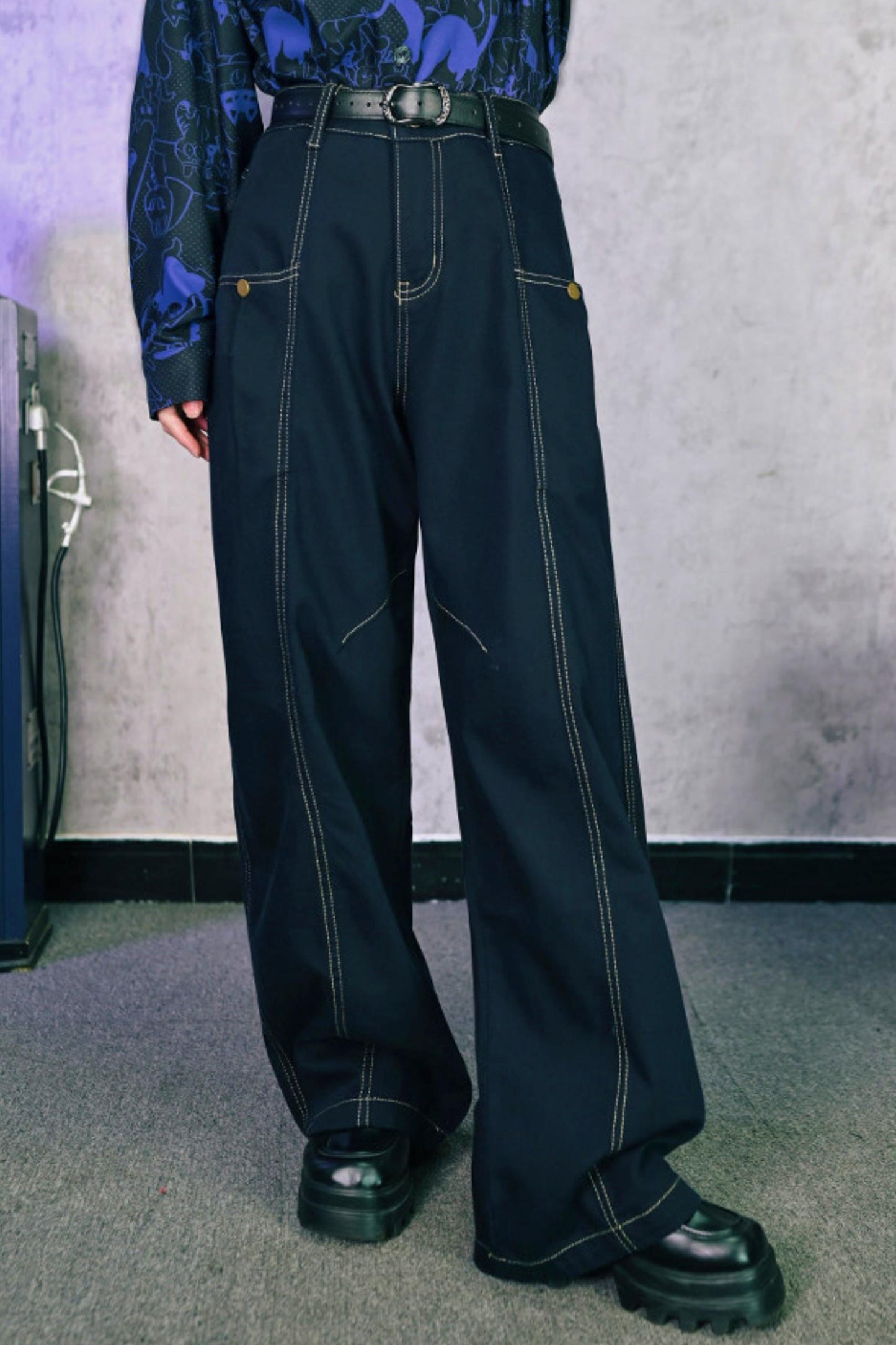 Tencel Patchwork Denim Pants